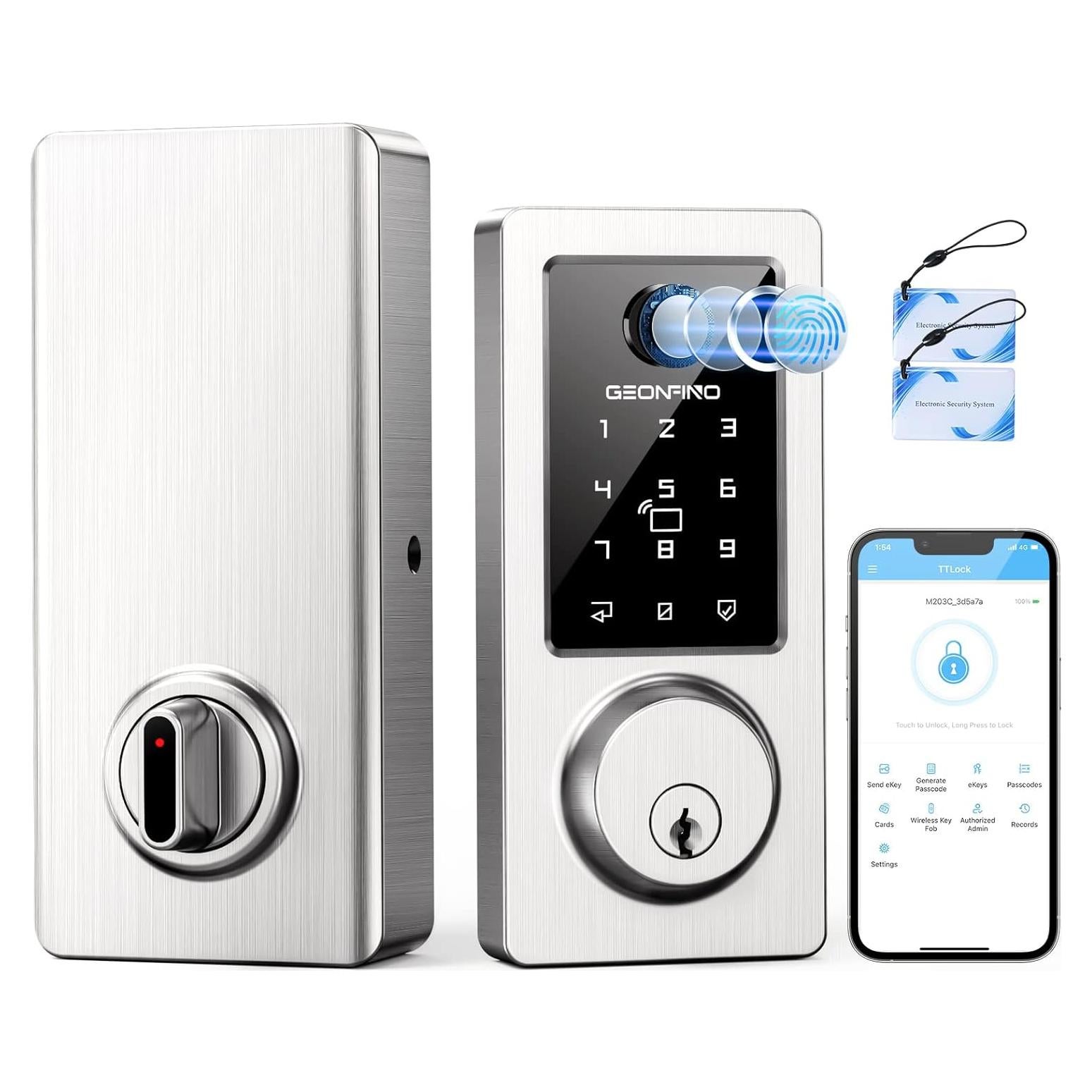 Cerradura Inteligente GEONFINO G5 Pro Plata 6 en 1 Huella