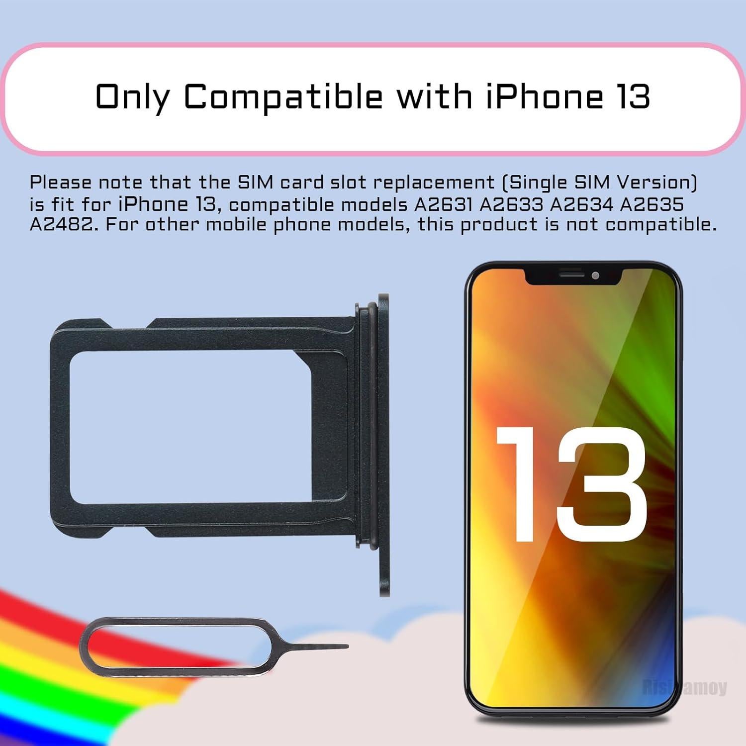 Bandeja de Tarjeta SIM iPhone 13 Negra con Herramienta de Extracción