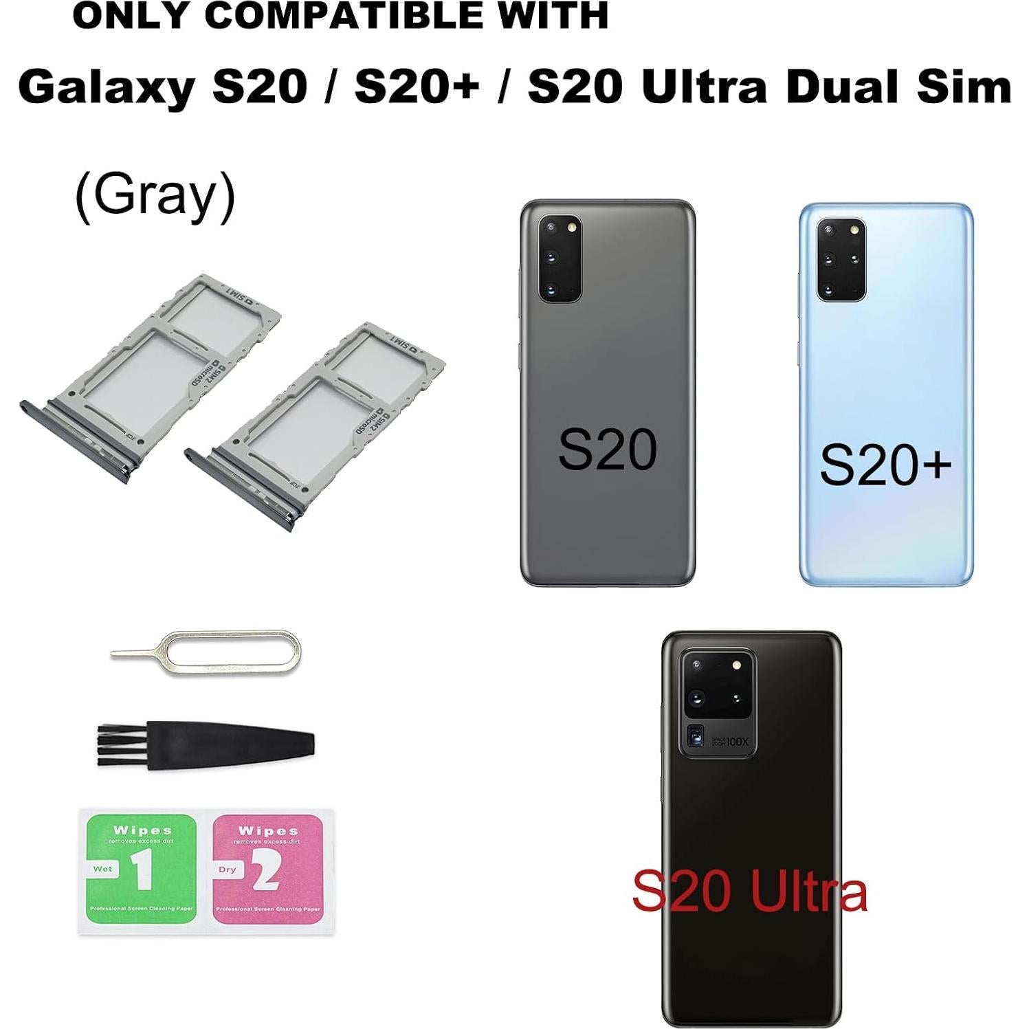 Bandeja Doble SIM para Galaxy S20/S20 Plus/S20 Ultra - 2 Pcs