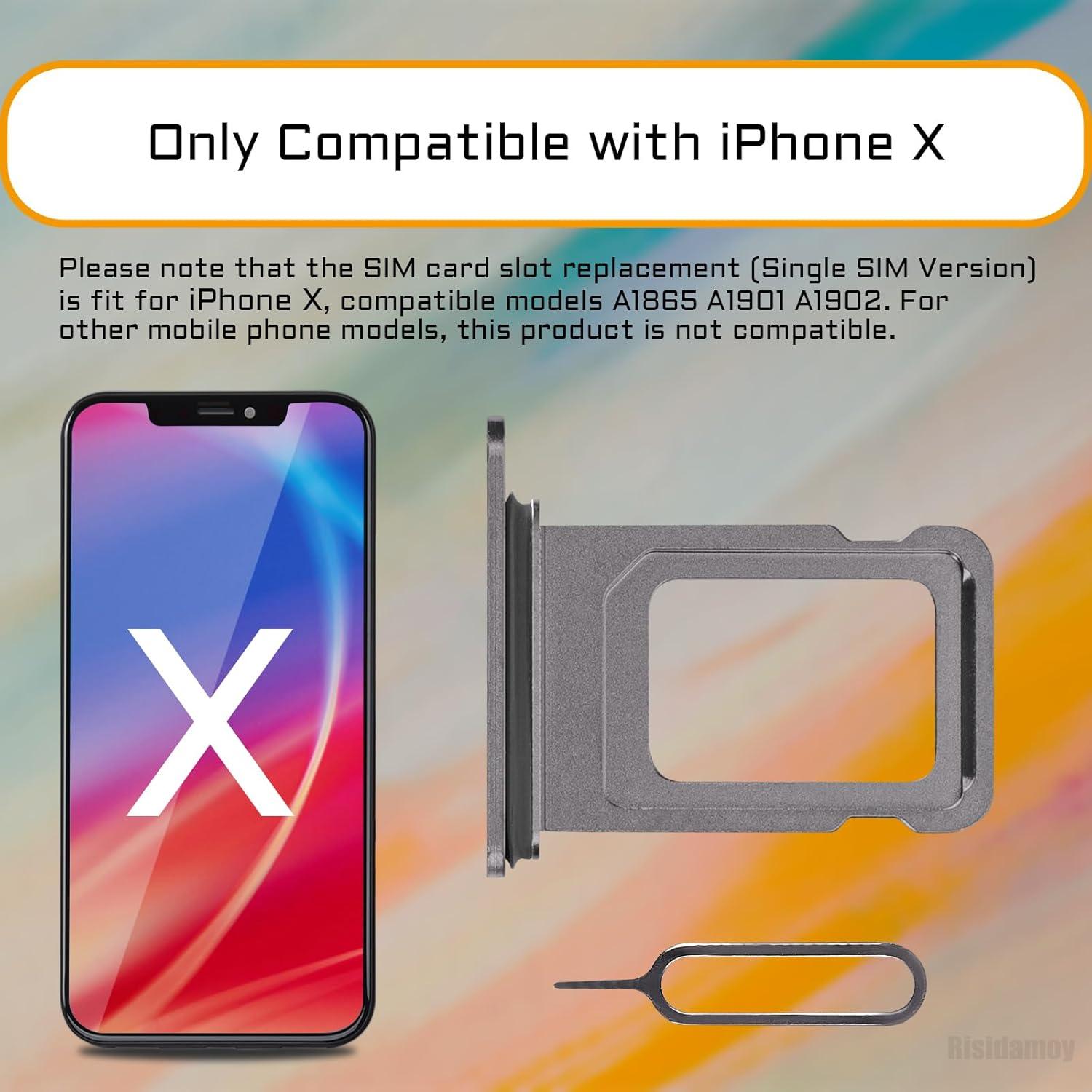 Bandeja de tarjeta SIM negra para iPhone X - Risidamoy