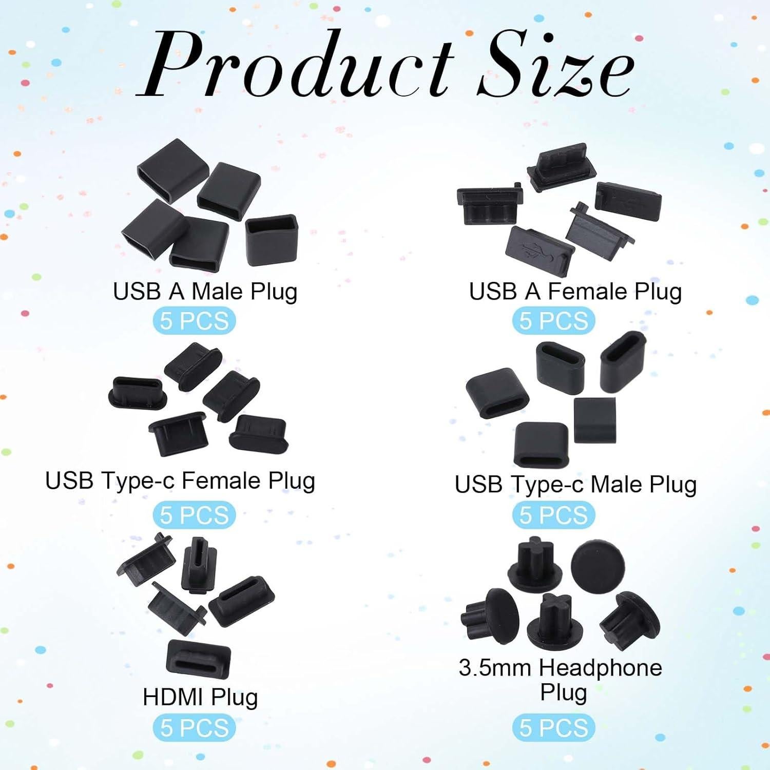 30 Tapones Antipolvo USB y HDMI InnoHHustle - Silicona Negra