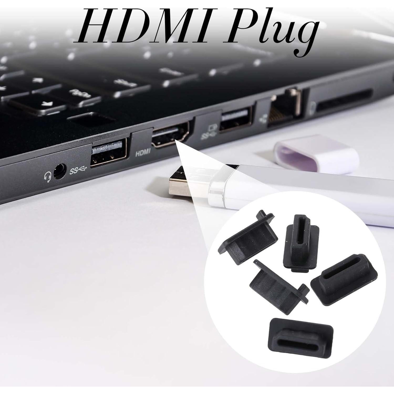 30 Tapones Antipolvo USB y HDMI InnoHHustle - Silicona Negra