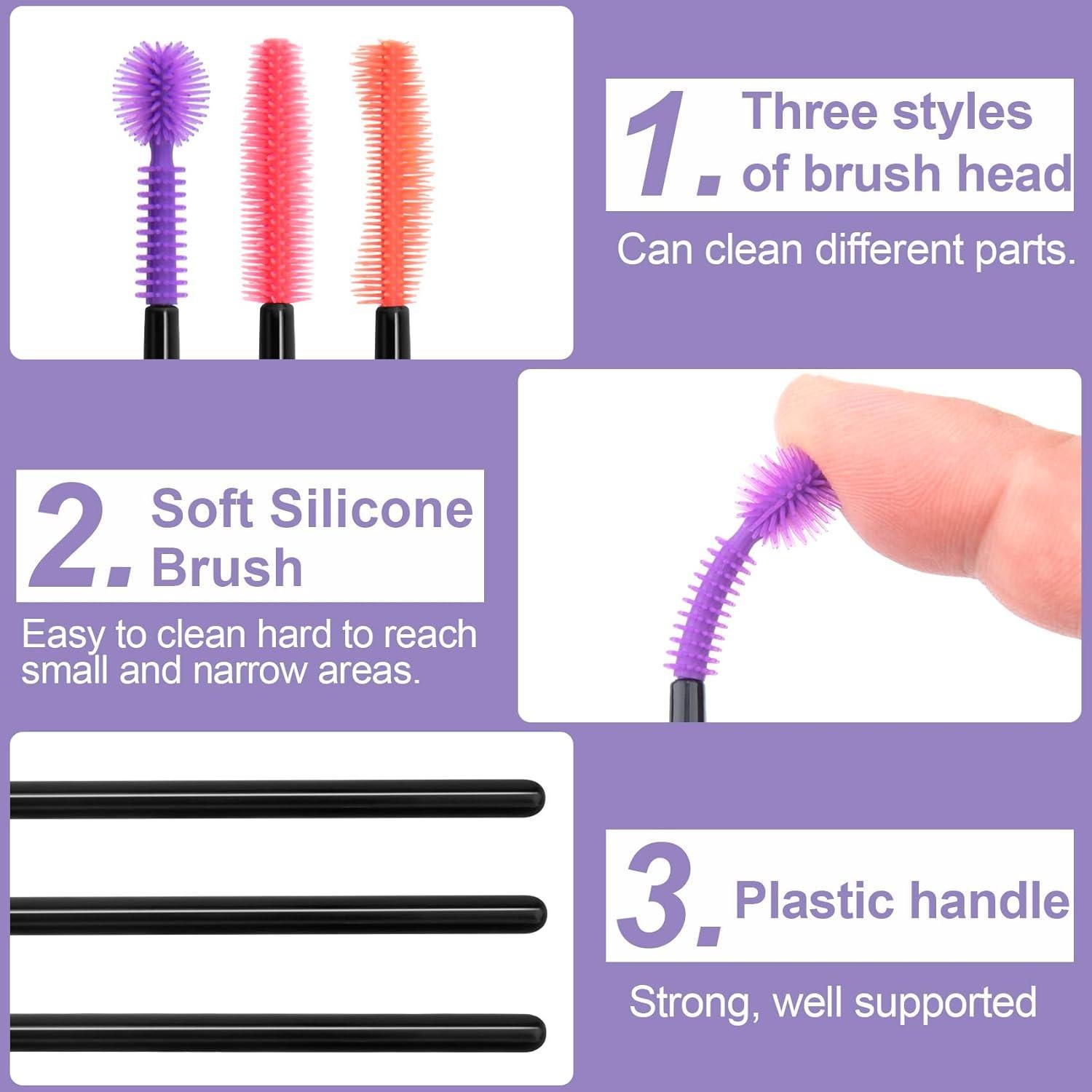 OIIKI 9 pcs Crevice Cleaning Brushes, Silicone Nook and Cranny Sewing Machine Cleaning Brushes, Tiny Cleaning Brushes for Small Crevices, Machine Gaps, Computer Keyboards (Orange, Purple, Red)