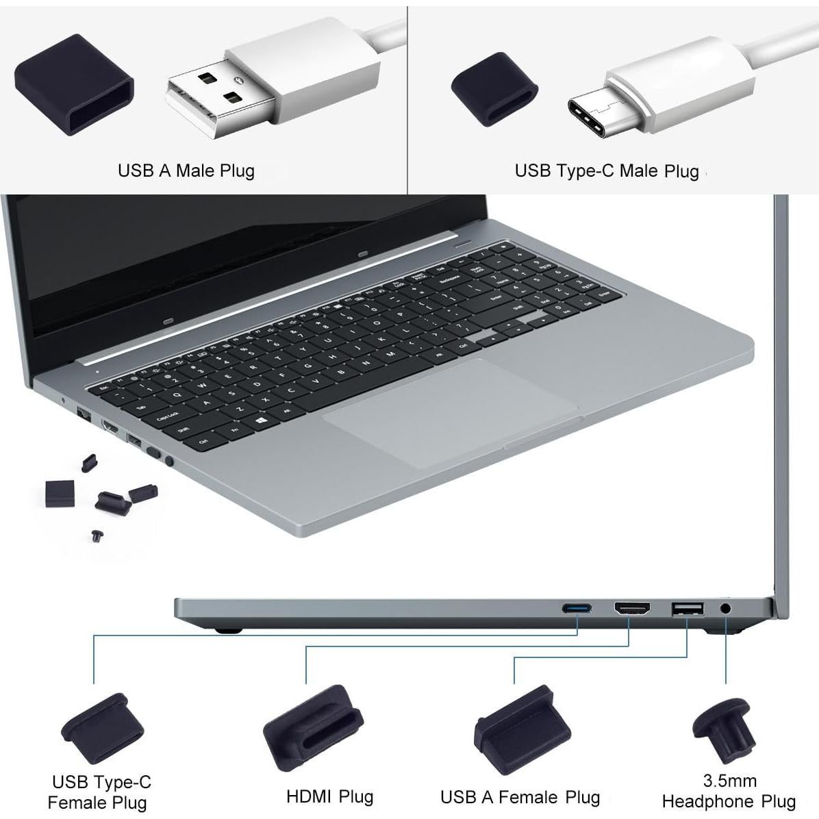 Tapas Antipolvo para Puertos USB WLXTREE - 30 Pcs Silicona