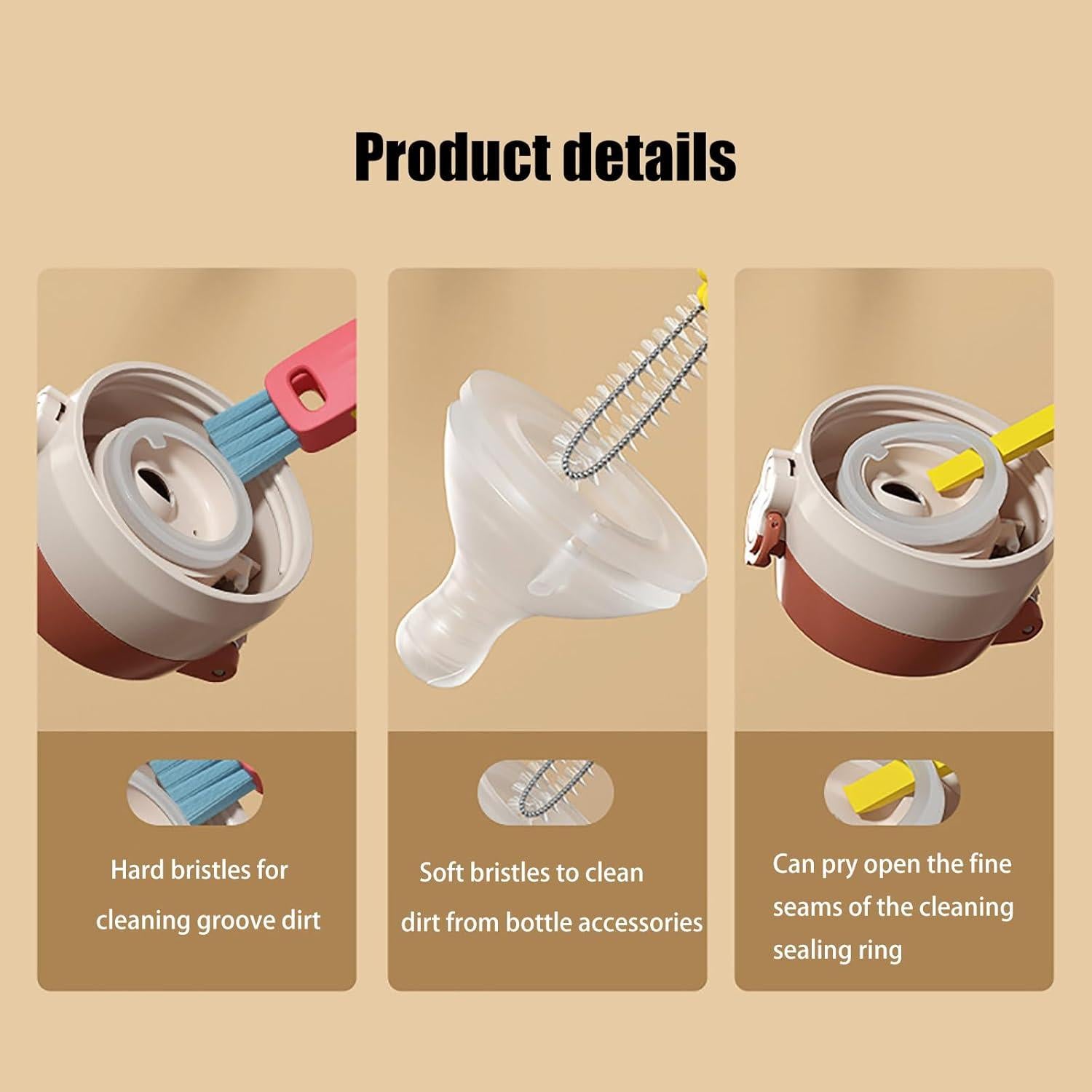 Cepillo de Limpieza 3 en 1 Swicado para Botellas y Tazas