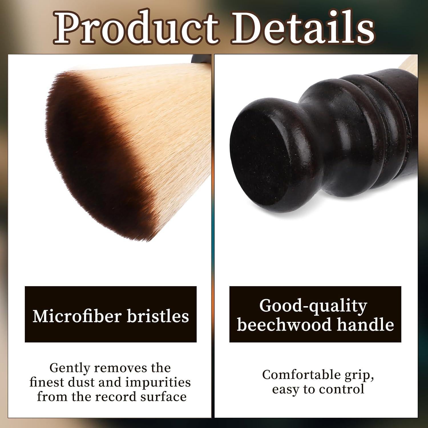 Cepillo Limpiador de Discos de Vinilo Gosknor con Mango de Madera