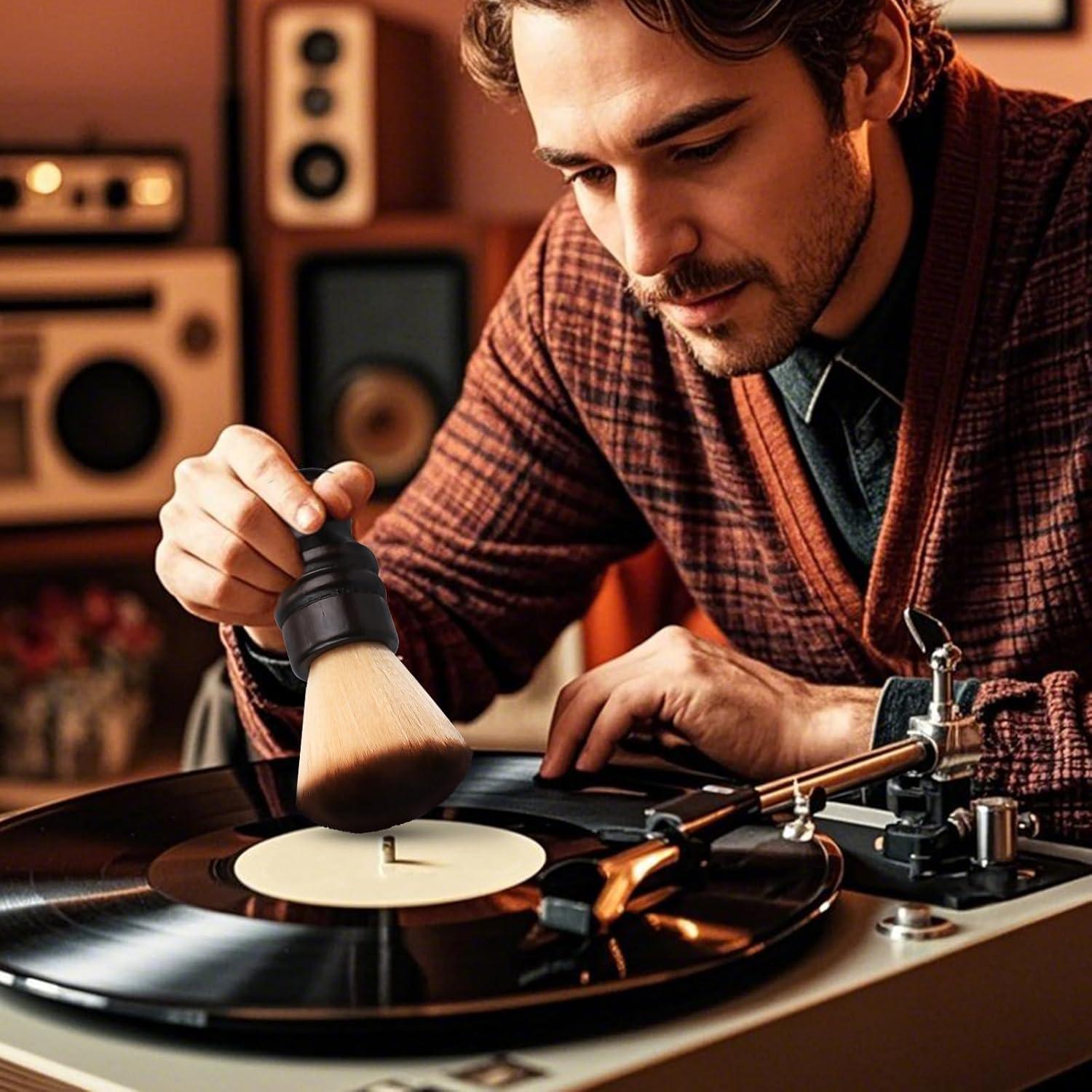 Cepillo Limpiador de Discos de Vinilo Gosknor con Mango de Madera