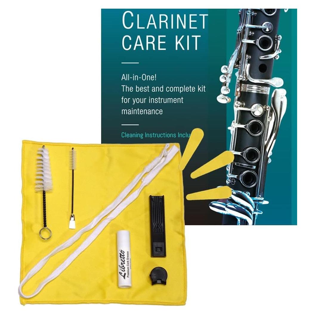 Kit de Cuidado para Clarinete Libretto - Cepillos, Paño y Grasa