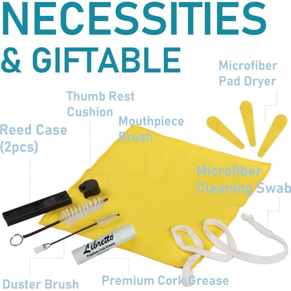 Kit de Cuidado para Clarinete Libretto - Cepillos, Paño y Grasa