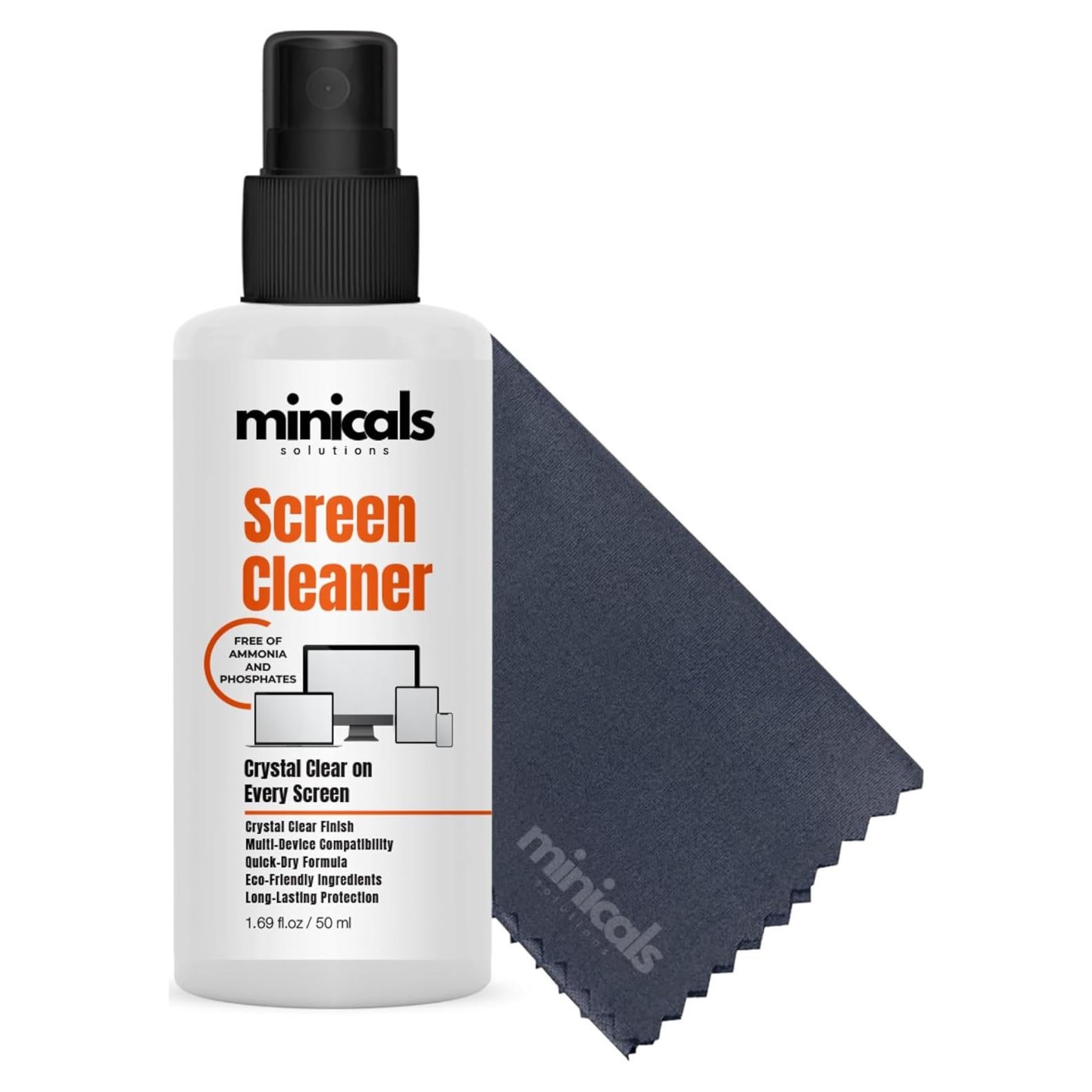Spray Limpiador de Pantallas Minicals 50 ml con Paño Microfibra