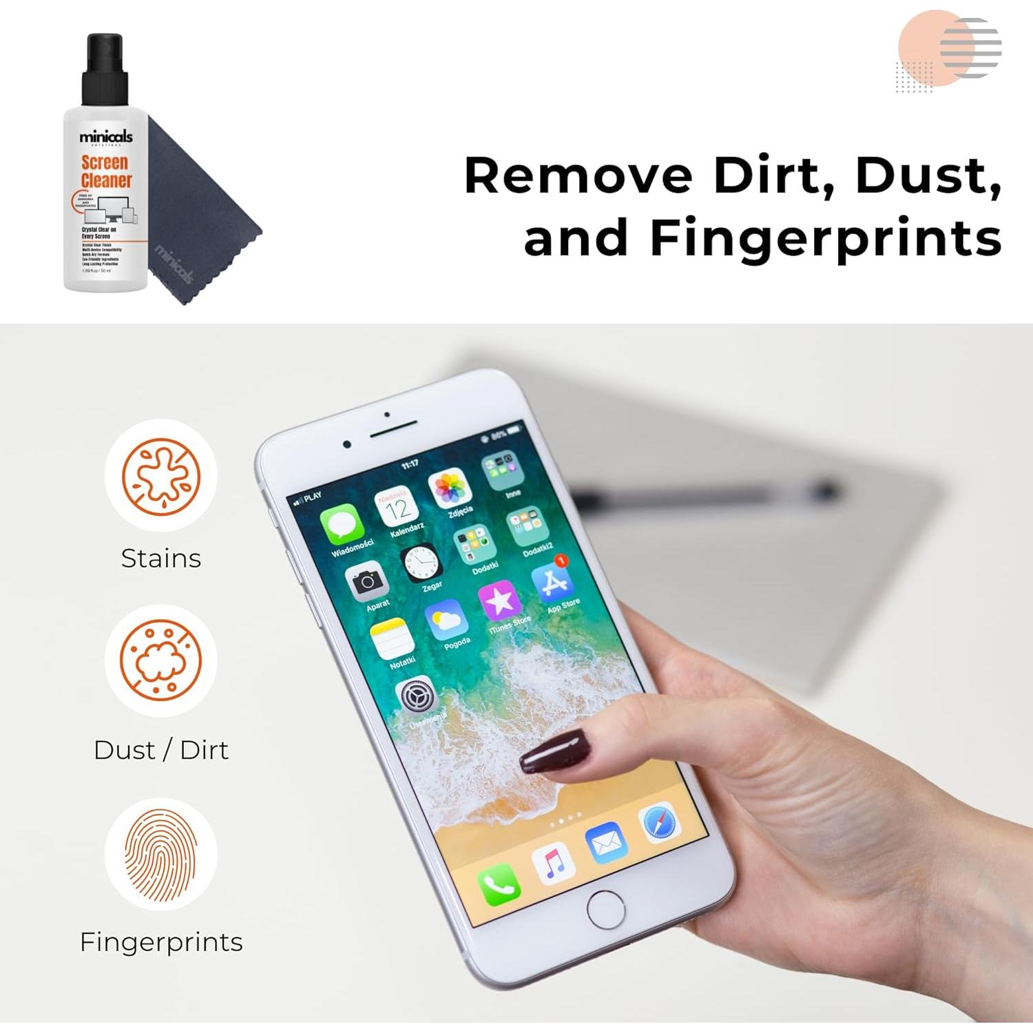 Spray Limpiador de Pantallas Minicals 50 ml con Paño Microfibra