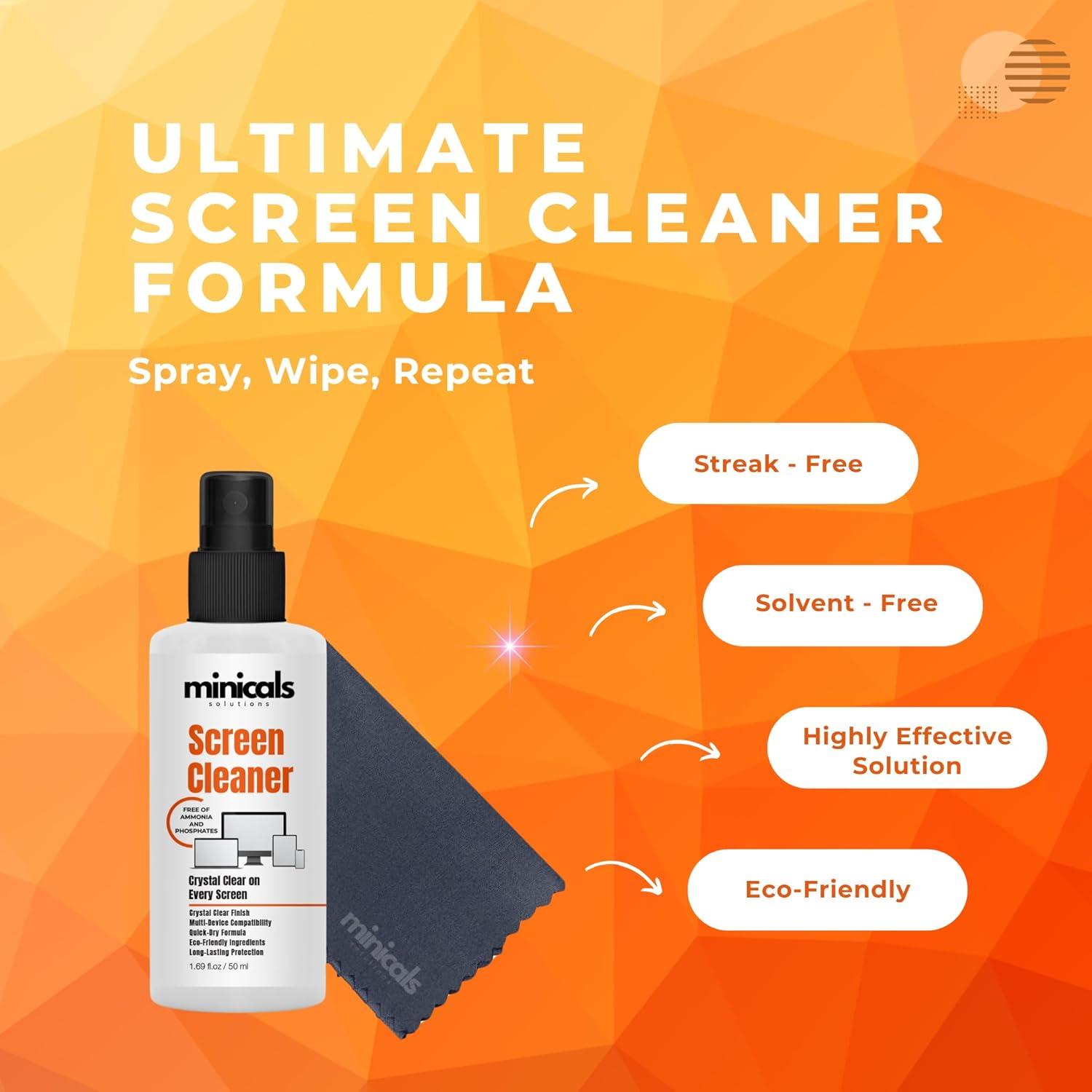 Spray Limpiador de Pantallas Minicals 50 ml con Paño Microfibra