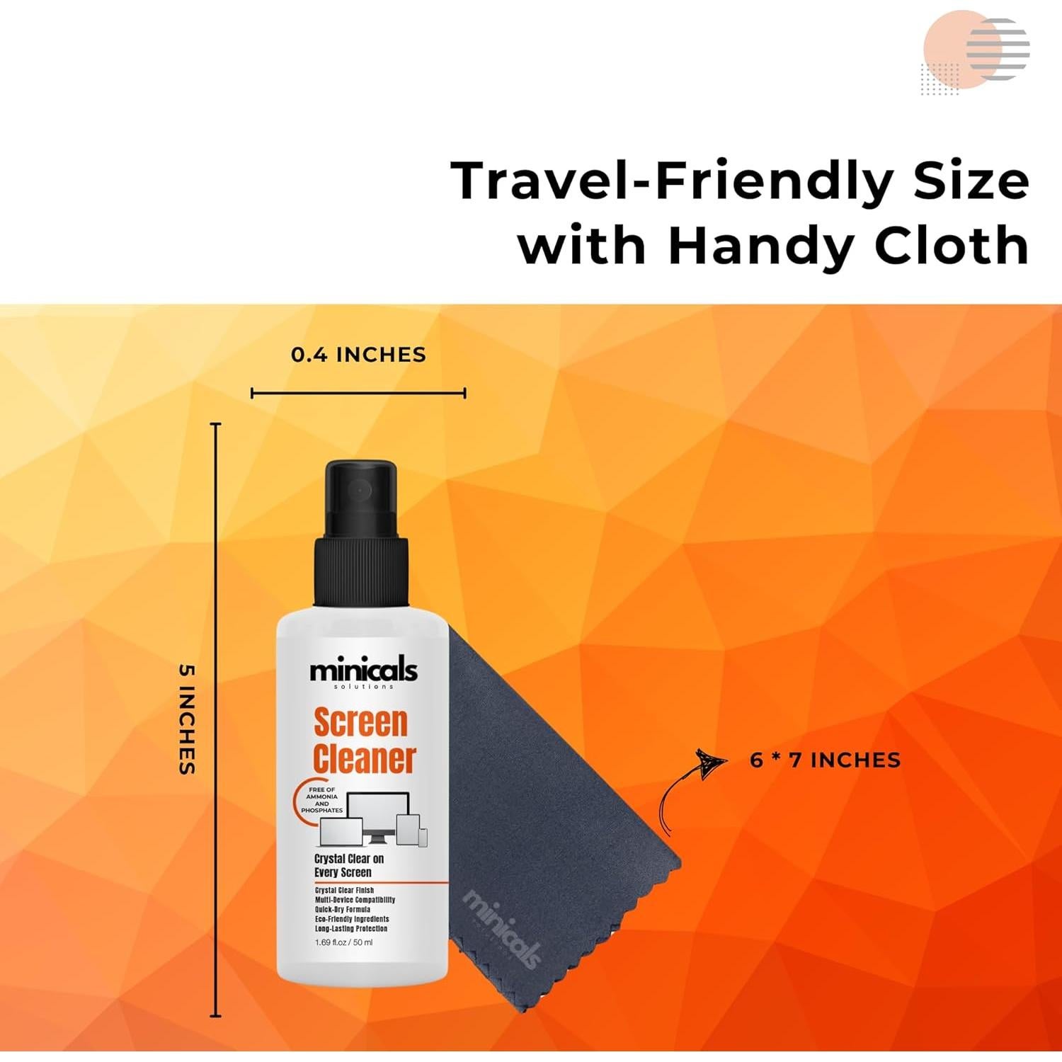 Spray Limpiador de Pantallas Minicals 50 ml con Paño Microfibra