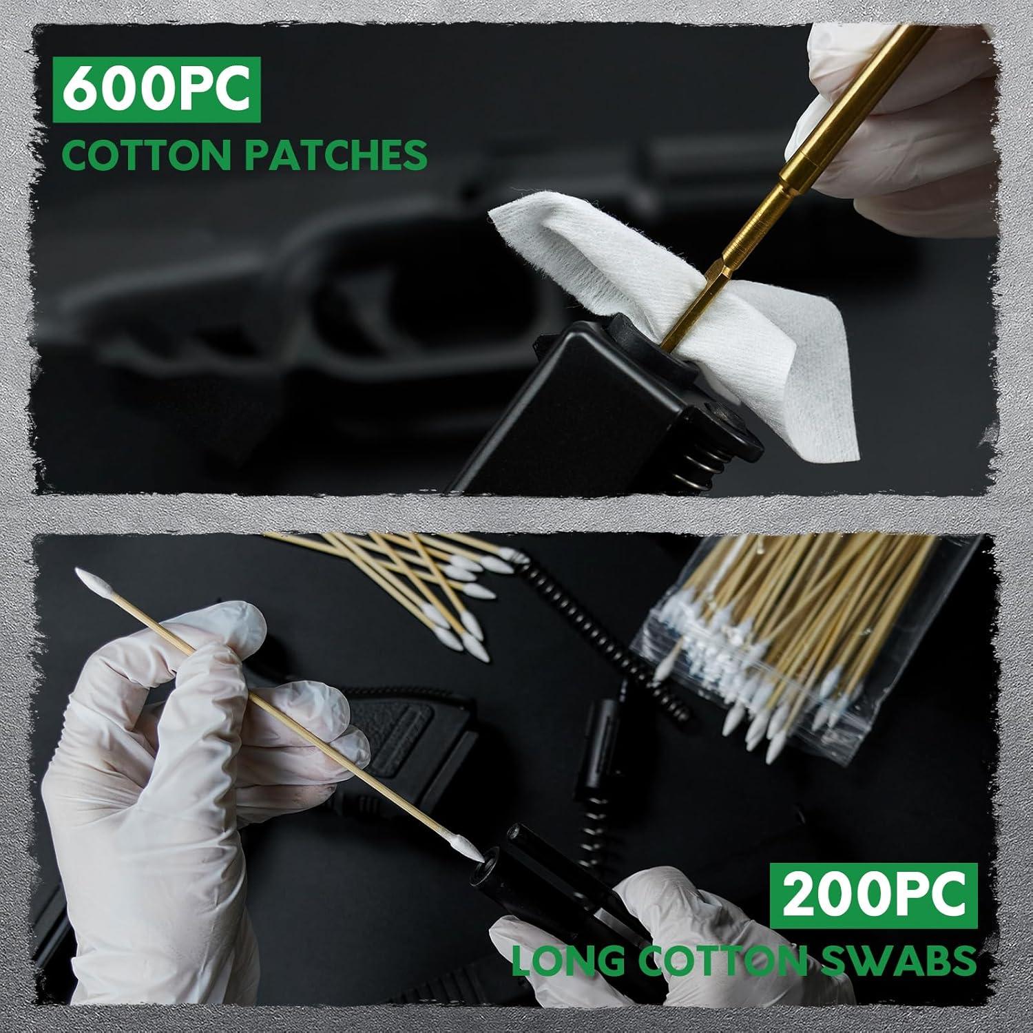 Suministros de limpieza de armas UrbanAbode 800 piezas algodón