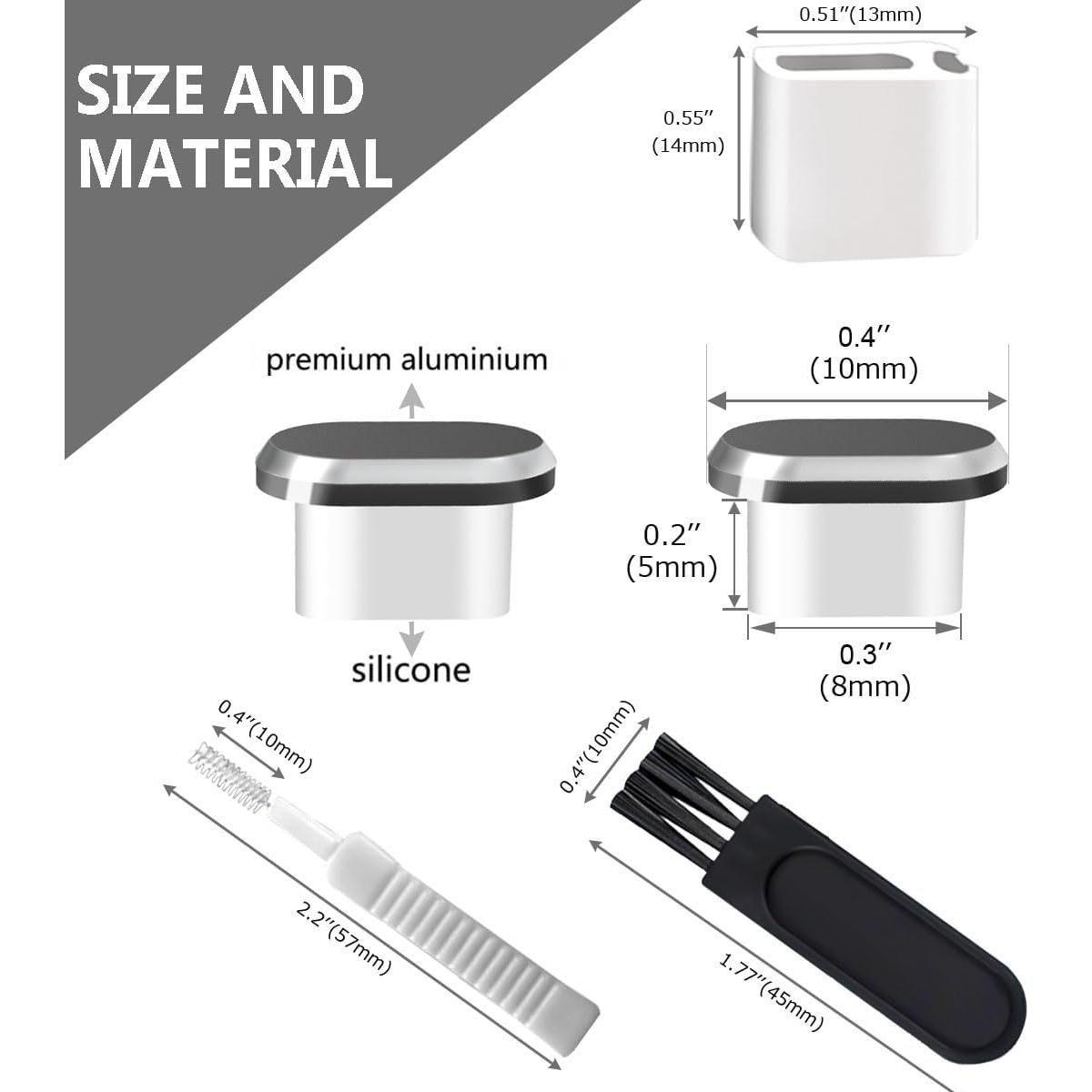 Tapones Anti Polvo USB-C ANIUVOT 5 Pack con Cepillo de Limpieza