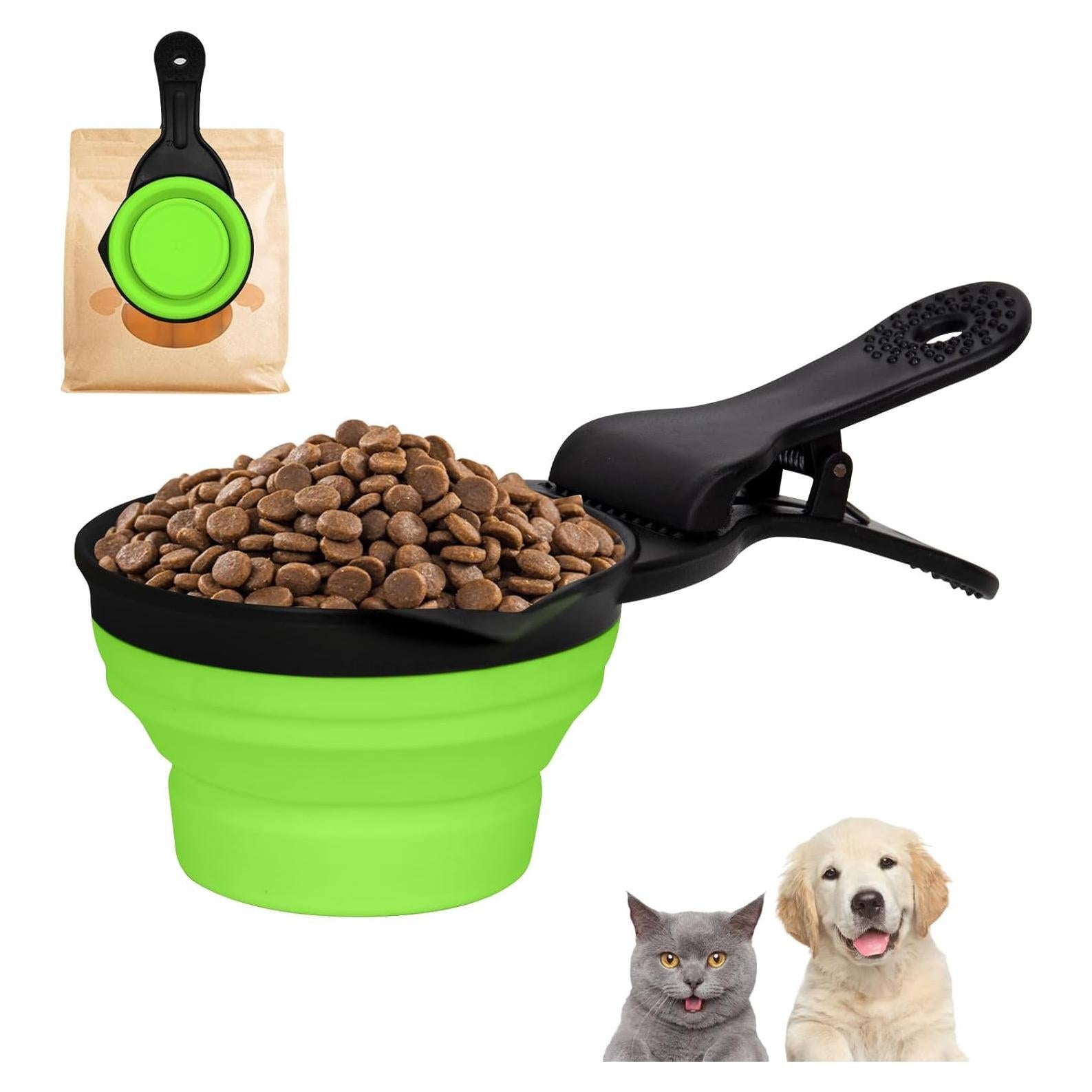 Cuchara Plegable para Comida de Perro 1 Taza Verde - 3 en 1