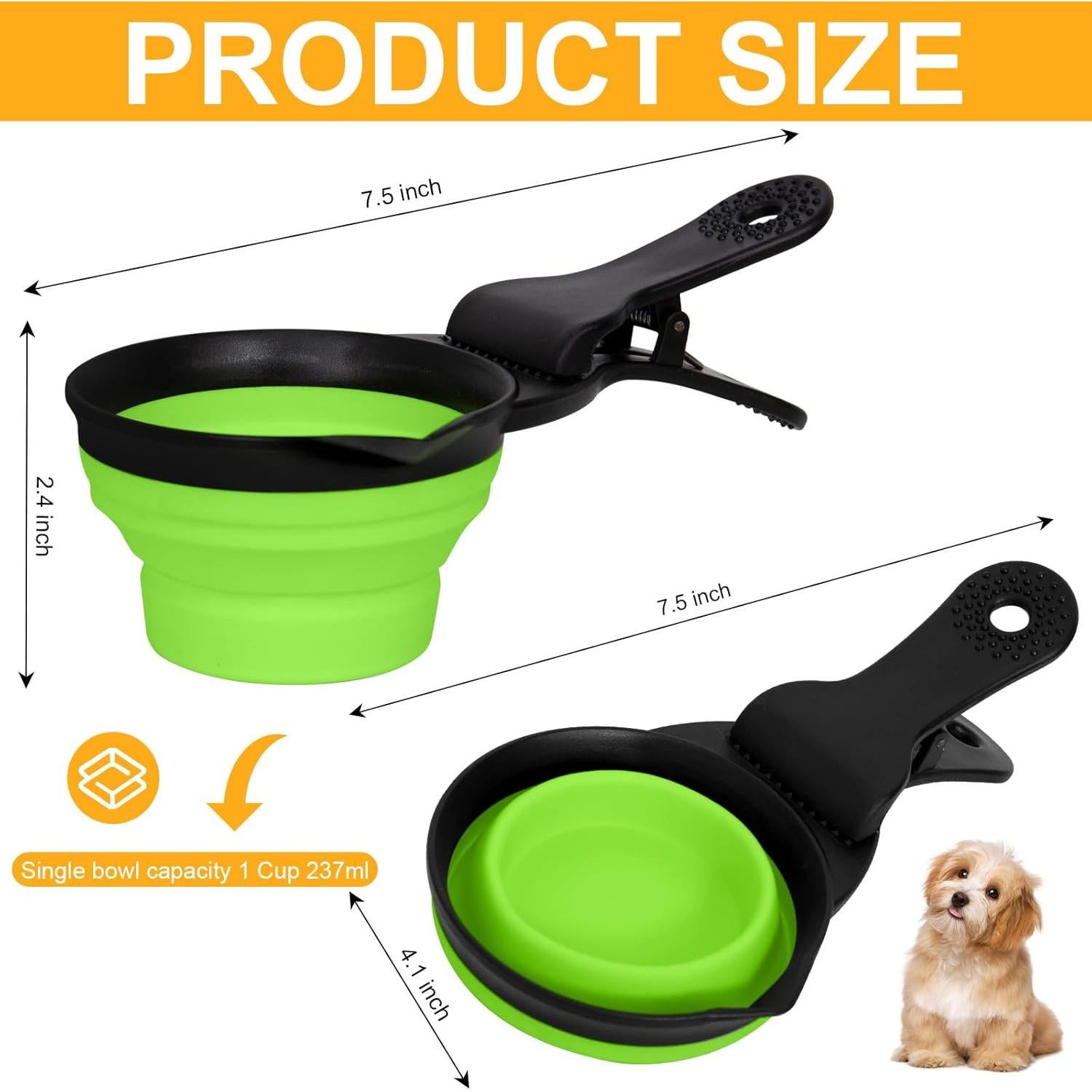 Cuchara Plegable para Comida de Perro 1 Taza Verde - 3 en 1