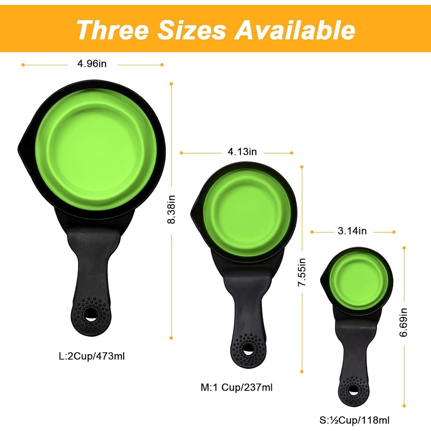 Cuchara Plegable para Comida de Perro 1 Taza Verde - 3 en 1