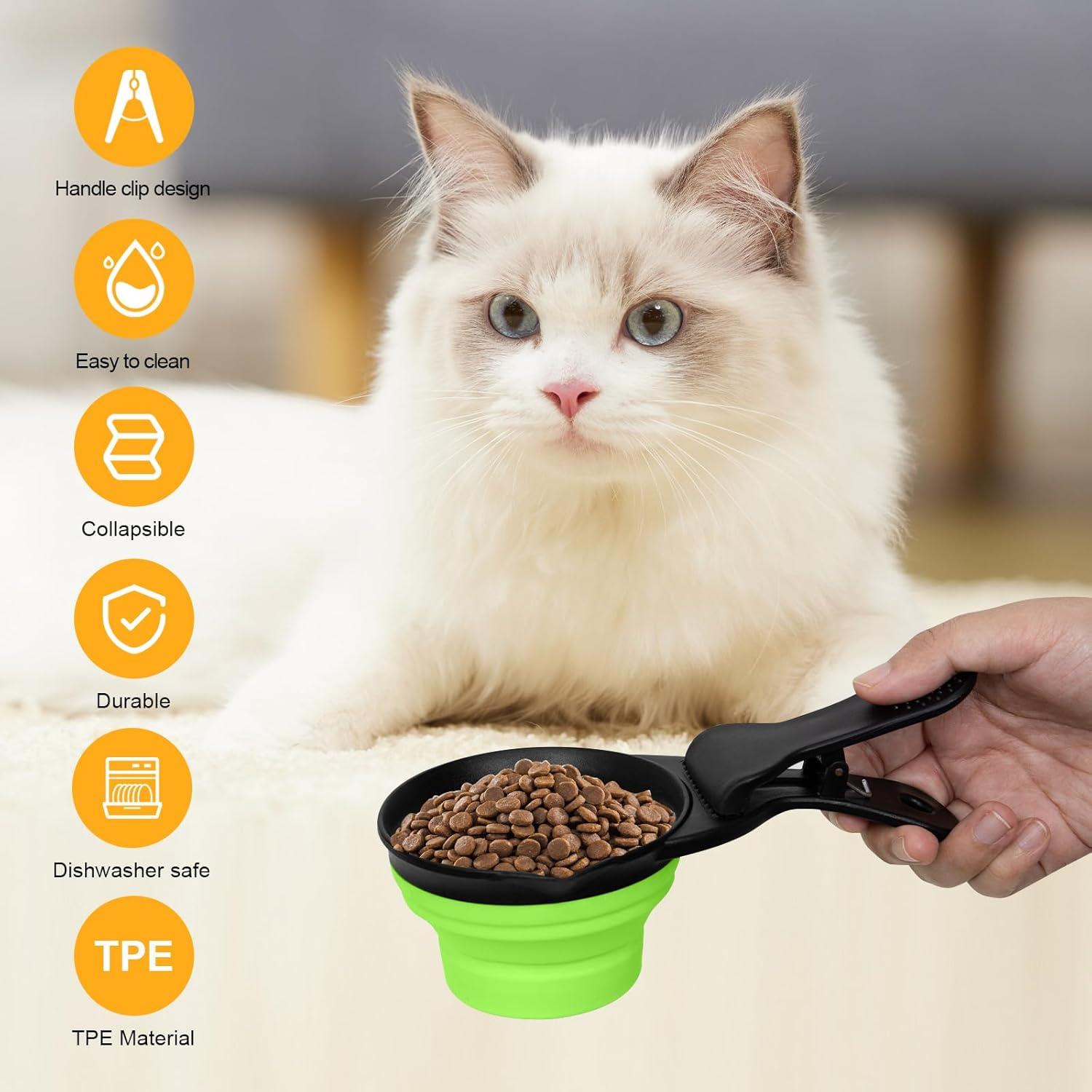 Cuchara Plegable para Comida de Perro 1 Taza Verde - 3 en 1