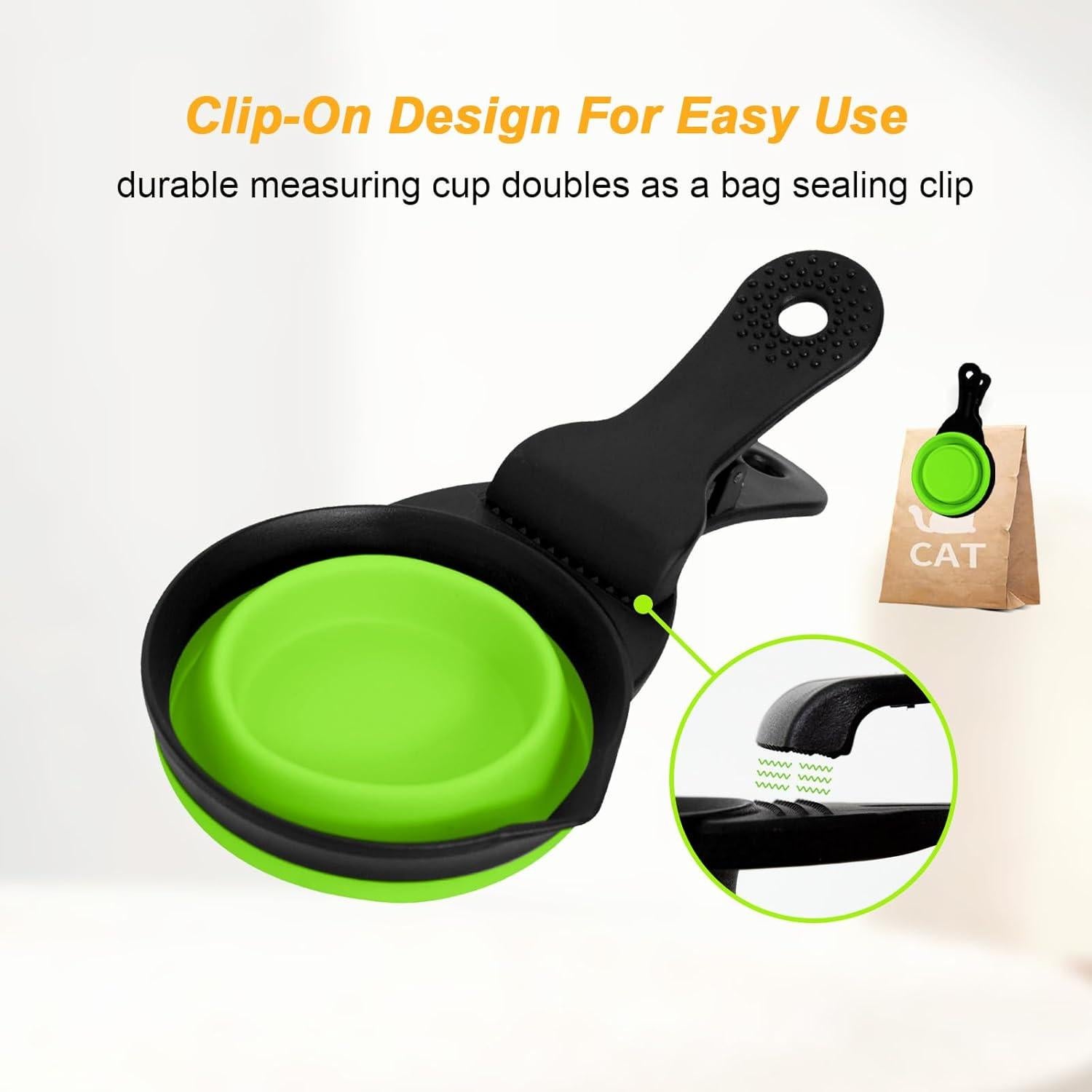 Cuchara Plegable para Comida de Perro 1 Taza Verde - 3 en 1