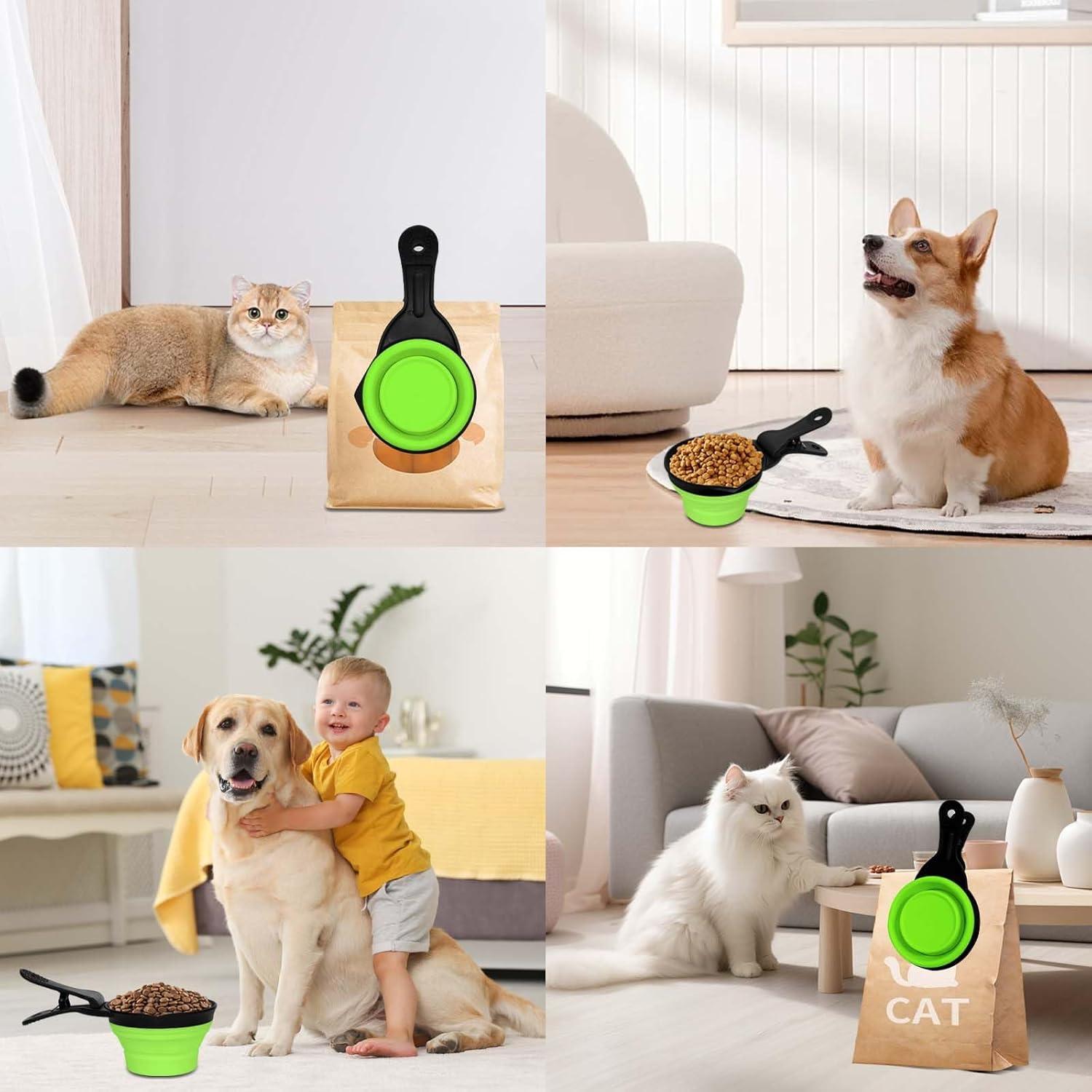 Cuchara Plegable para Comida de Perro 1 Taza Verde - 3 en 1
