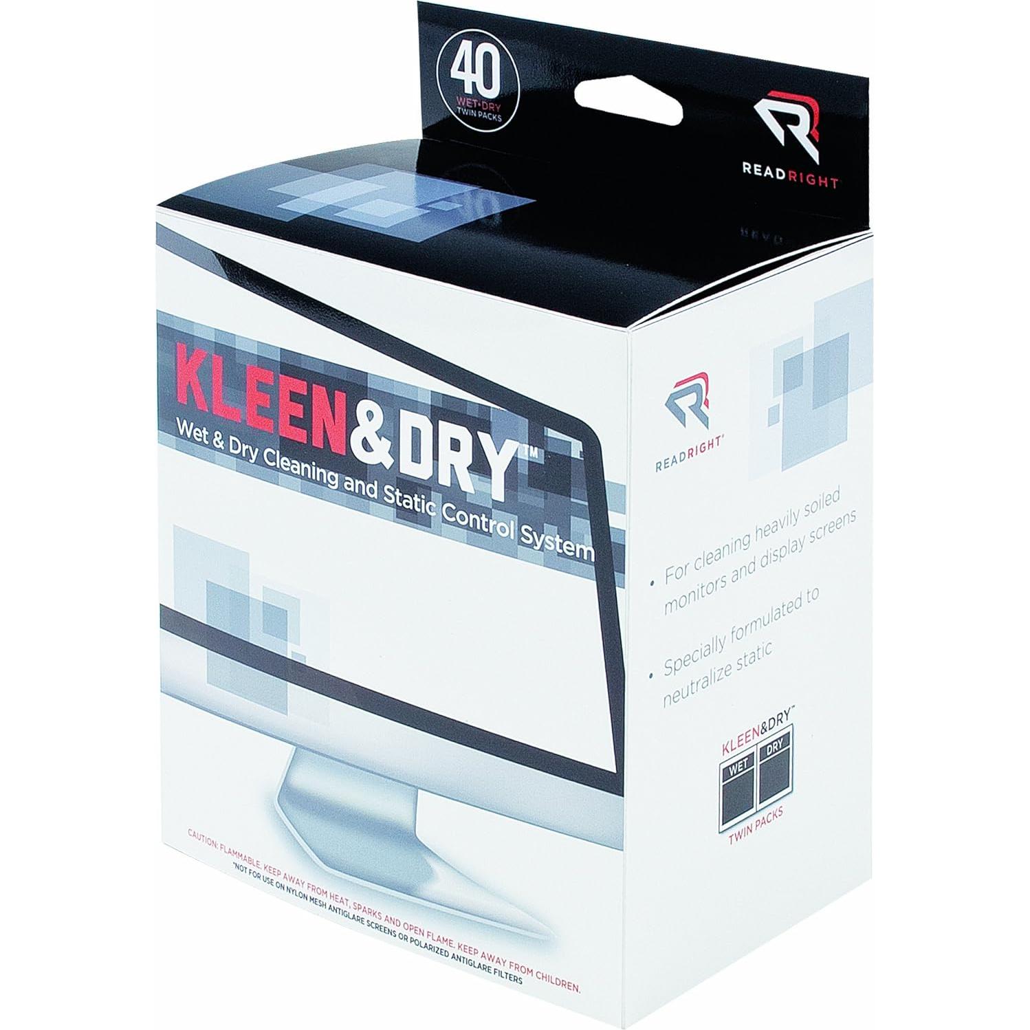 Toallitas de limpieza Read Right Kleen & Dry 40 paquetes