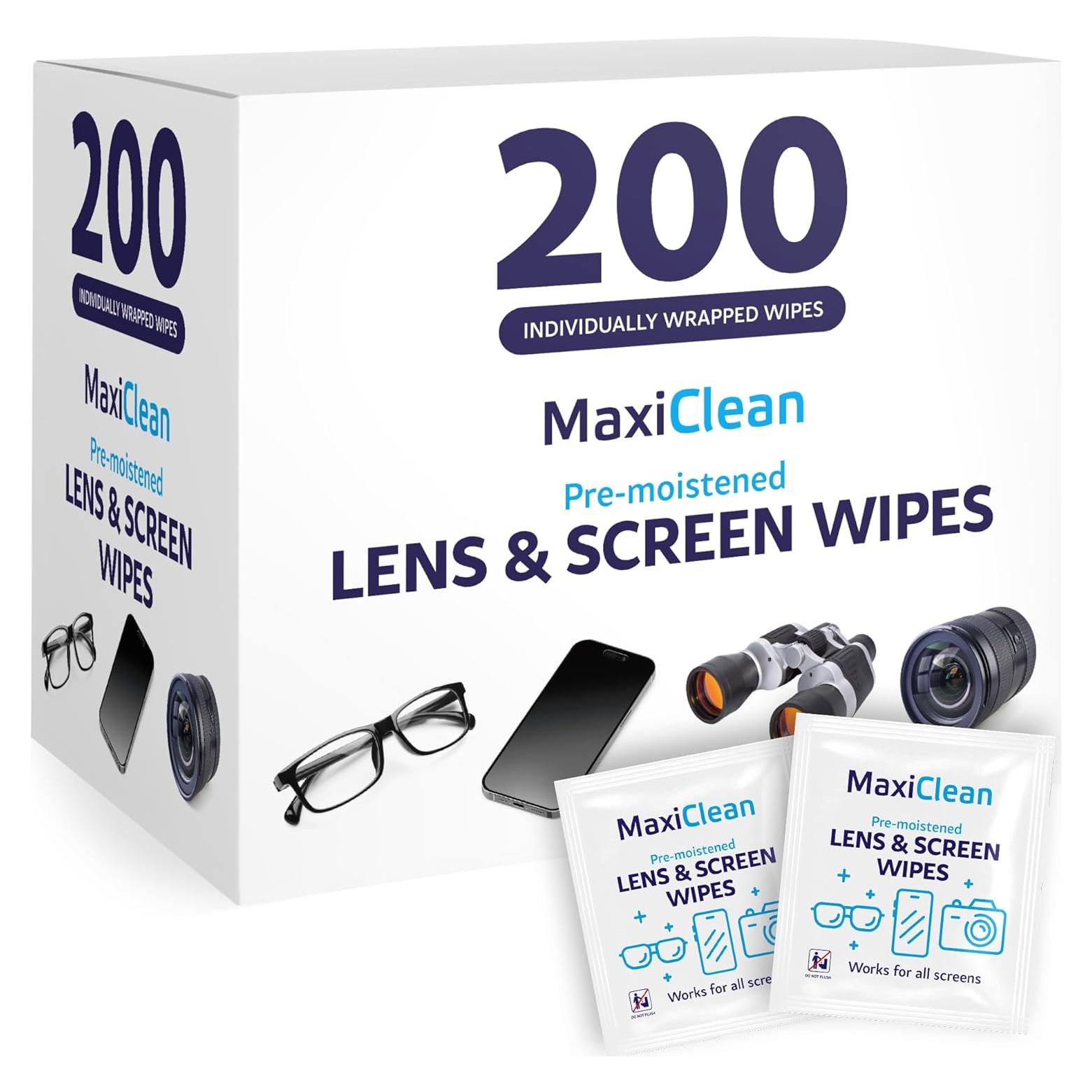 Toallitas de Limpieza para Gafas Maxi Clean - 200 Unidades