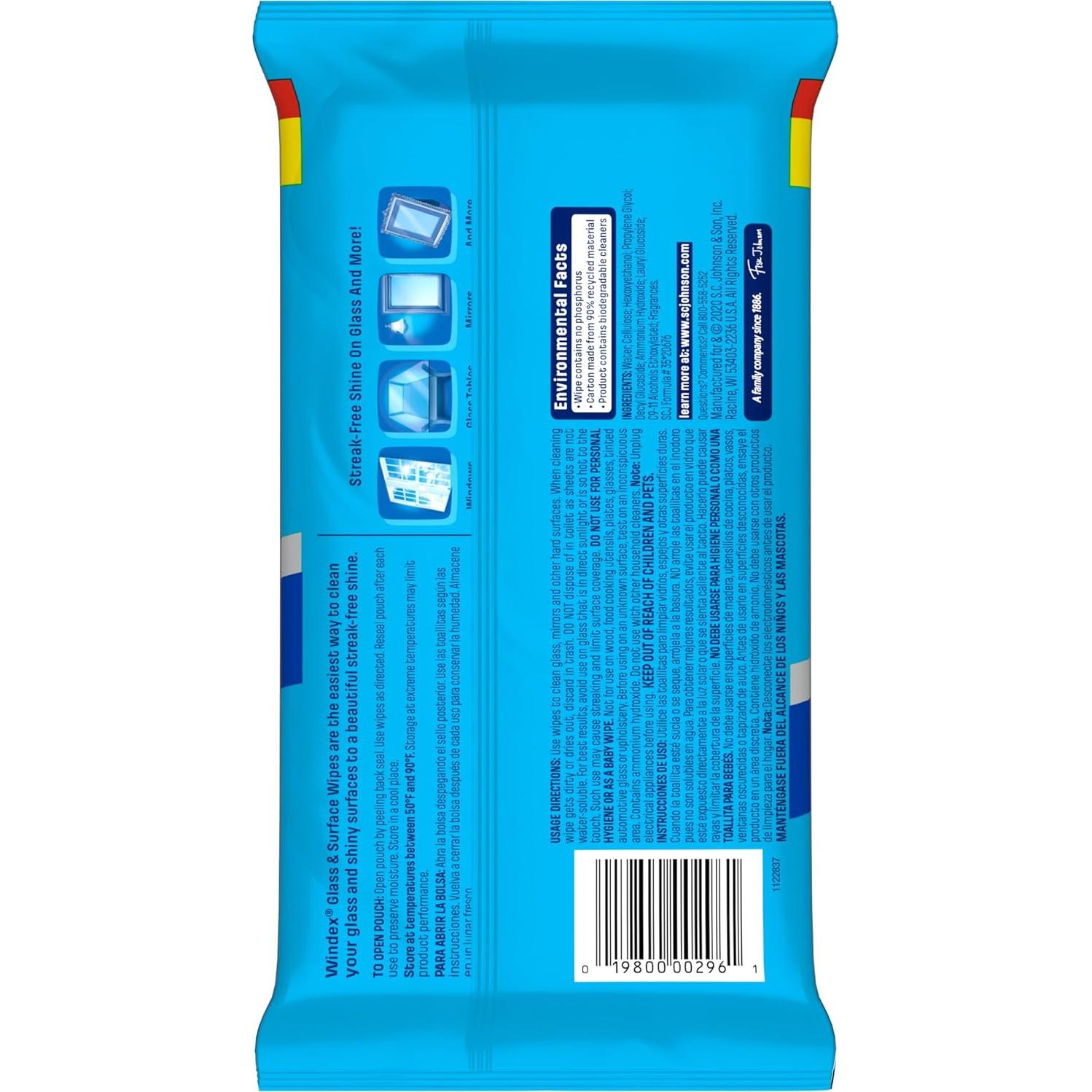 Toallitas de limpieza Windex sin amoníaco 38 unidades