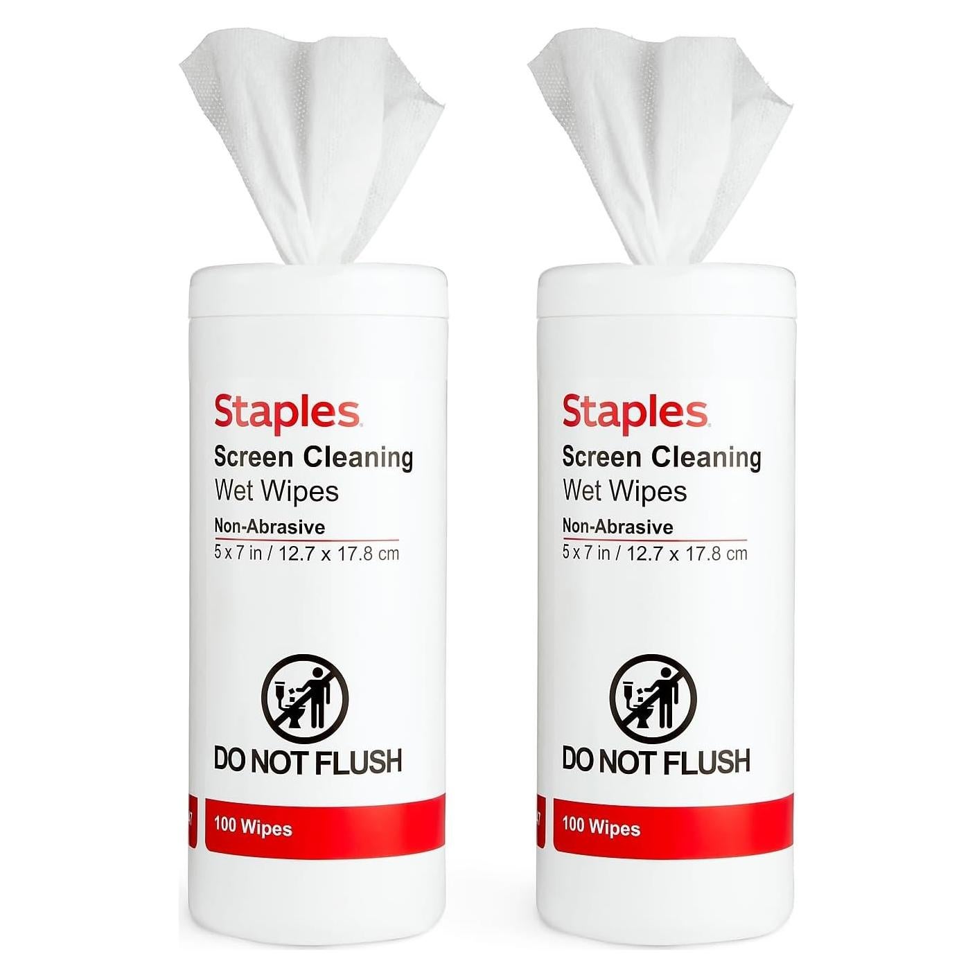 Toallitas de limpieza de pantalla STAPLES 100 unidades 2 tubos