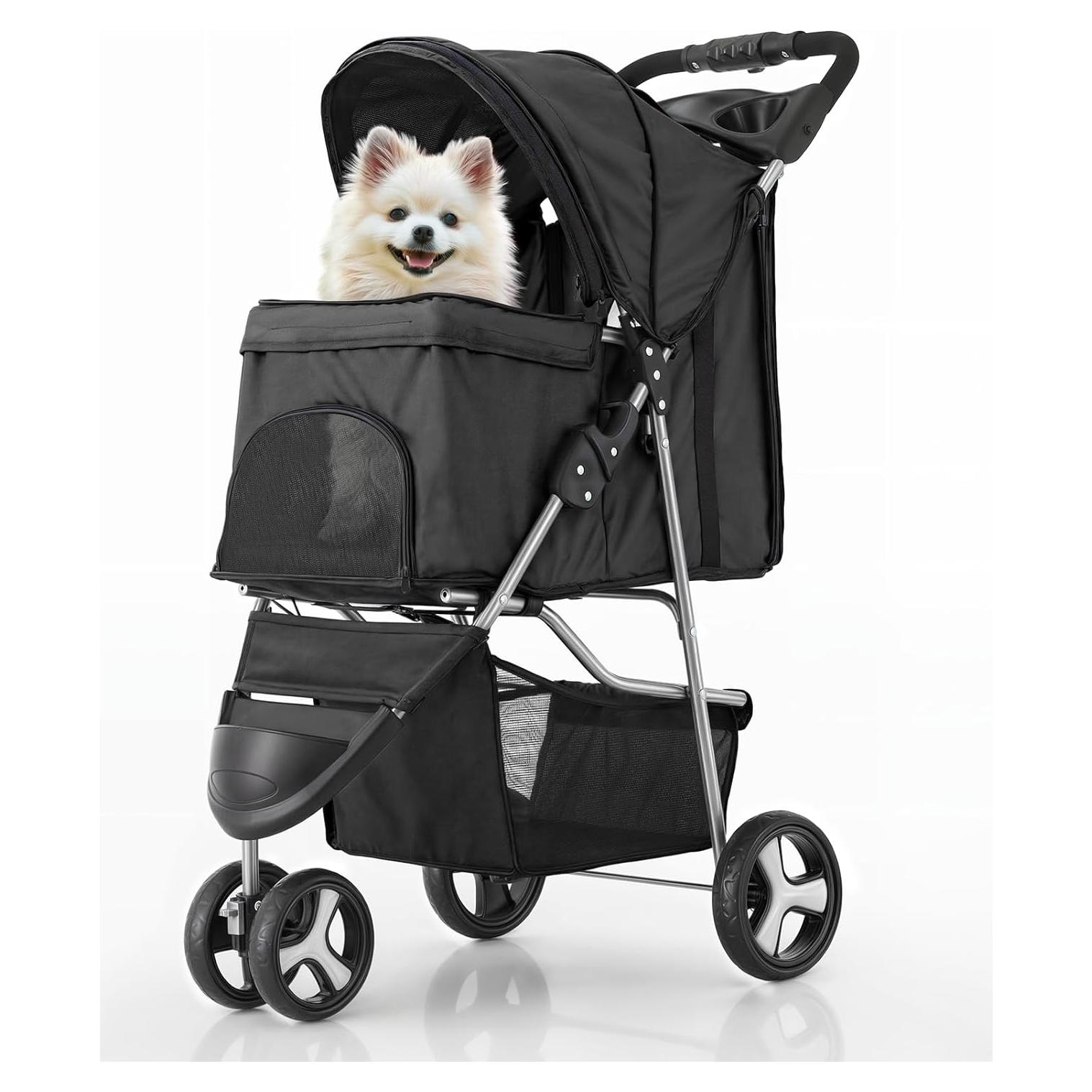 Carrito Plegable para Mascotas MoNiBloom Negro 15 kg