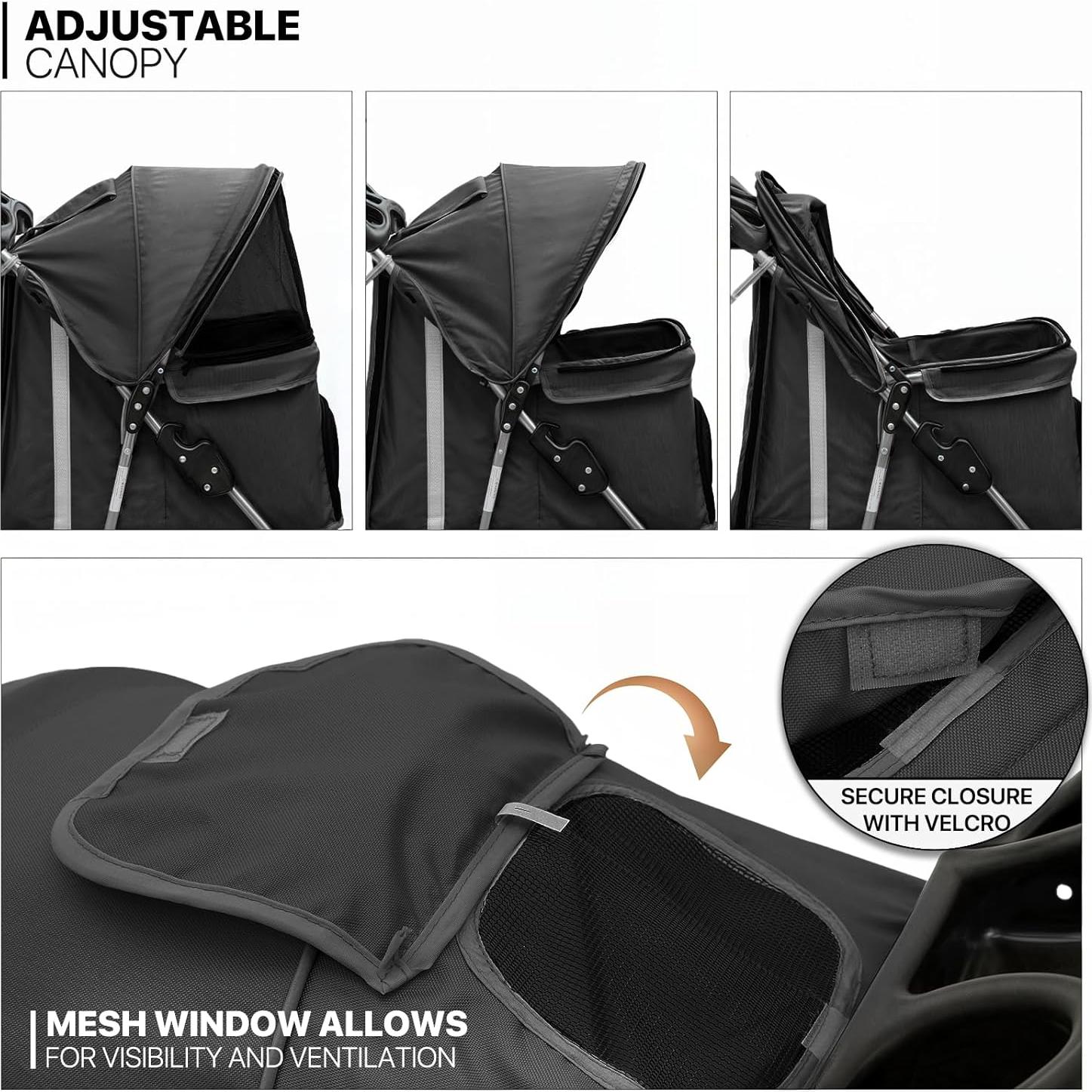 Carrito Plegable para Mascotas MoNiBloom Negro 15 kg