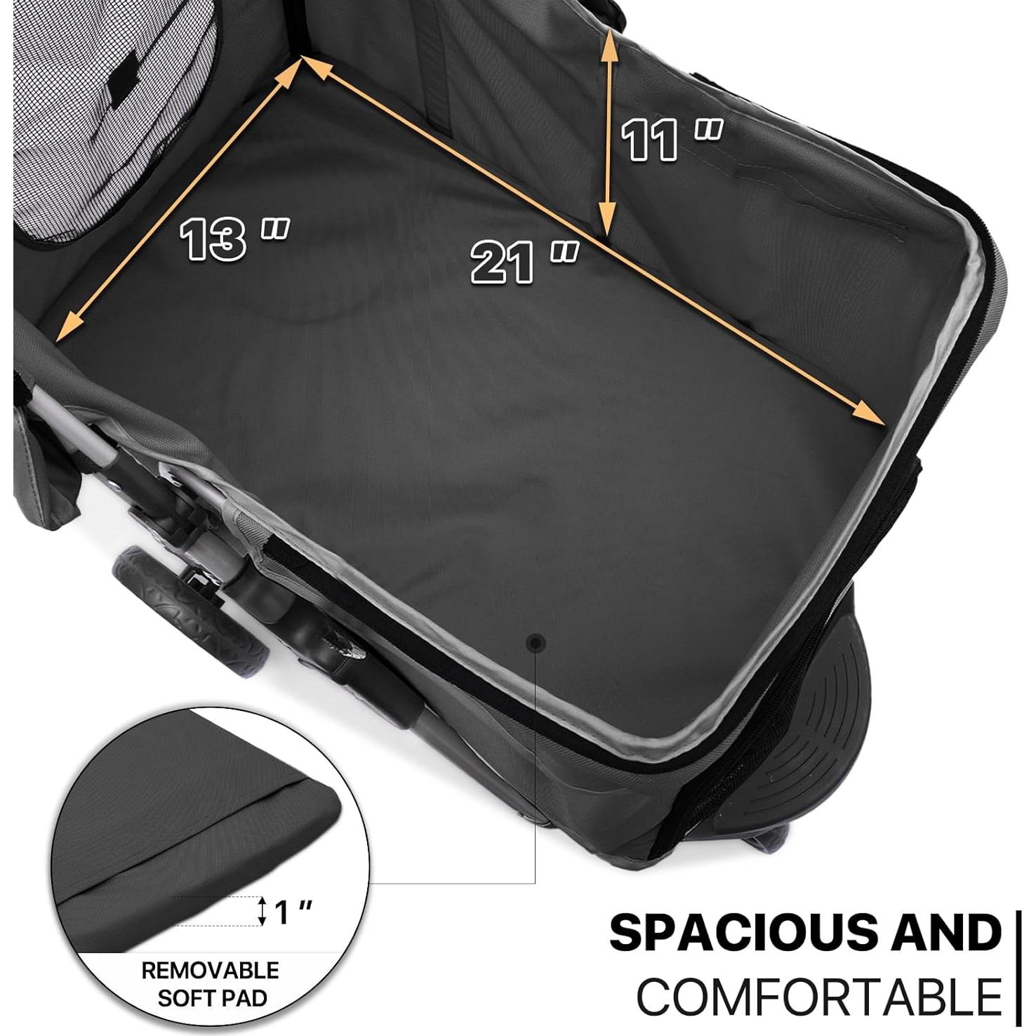 Carrito Plegable para Mascotas MoNiBloom Negro 15 kg