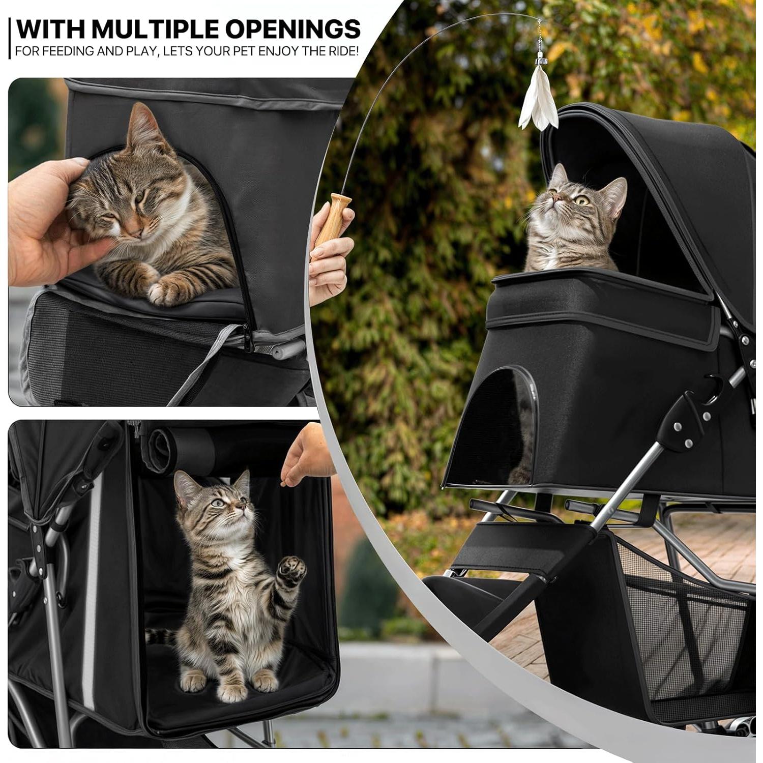 Carrito Plegable para Mascotas MoNiBloom Negro 15 kg