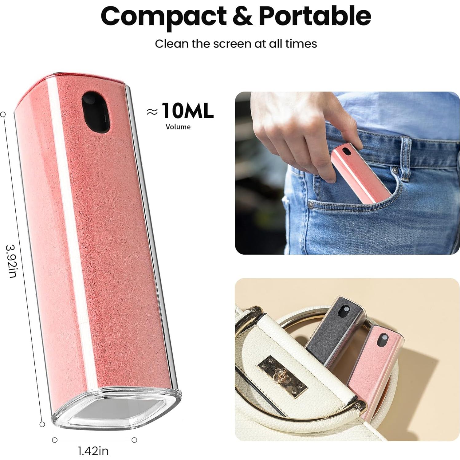 Kit Limpiador Pantalla 2 Pcs Rosa y Gris - Spray y Paño Microfibra