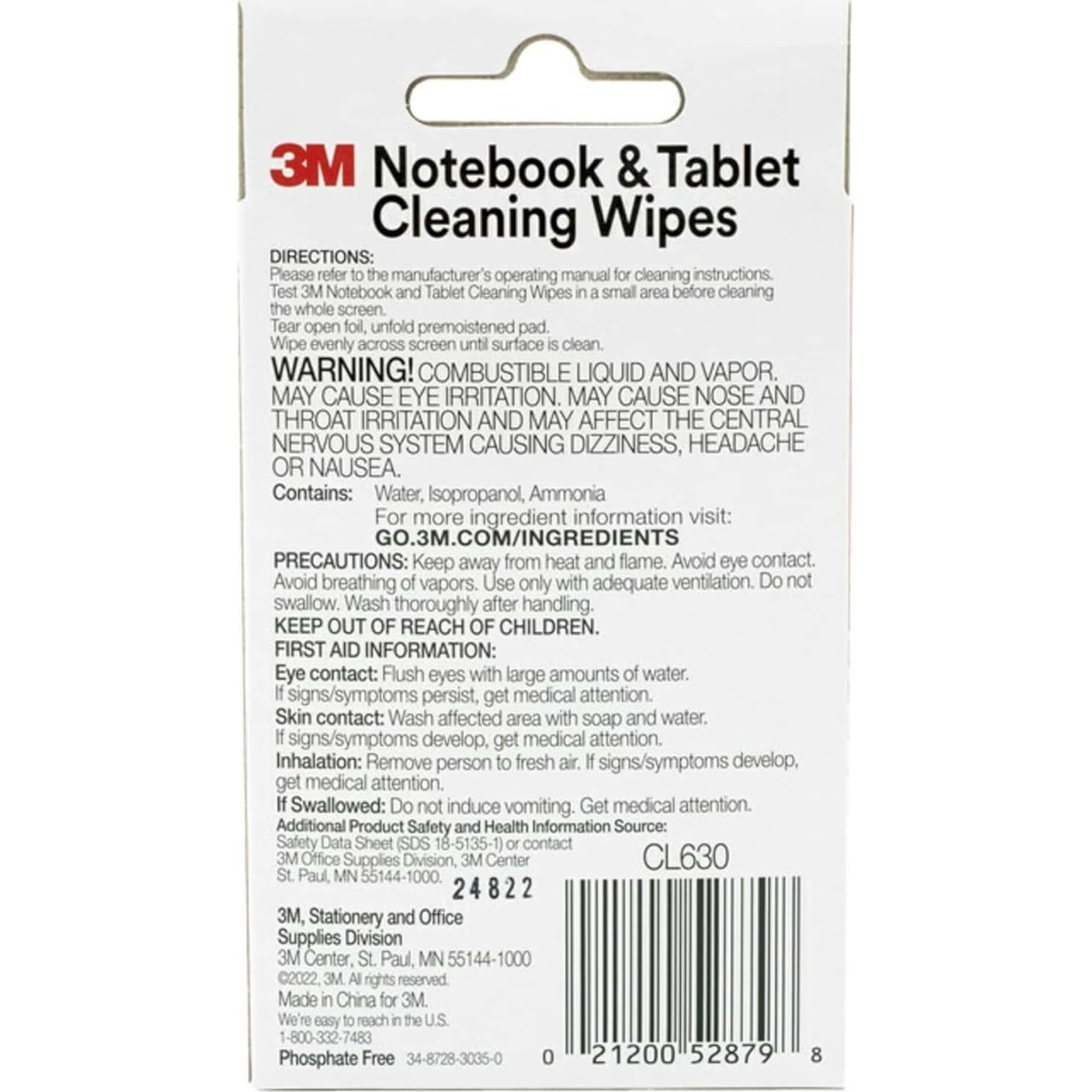 Toallitas de limpieza 3M CL630 para pantallas 24 unidades
