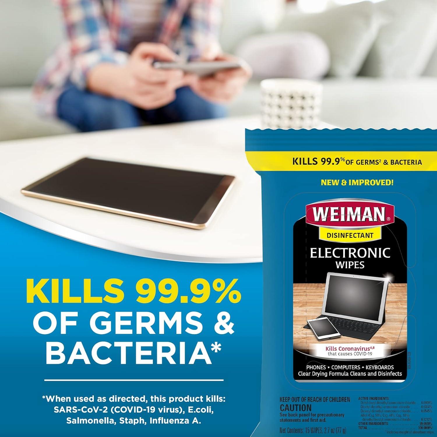 Toallitas Desinfectantes Weiman para Electrónicos - 15 Unidades