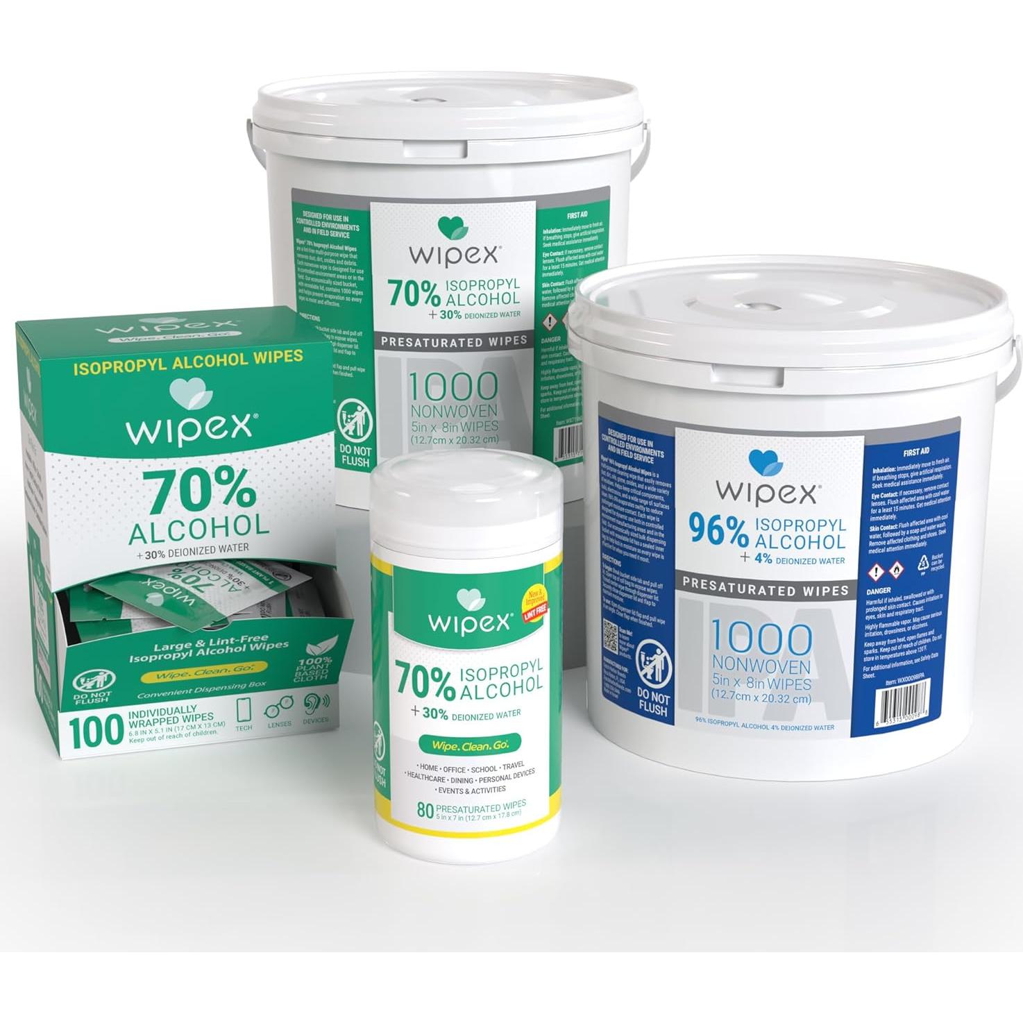 Toallitas de Alcohol Isopropílico 70% Wipex - 240 Toallitas