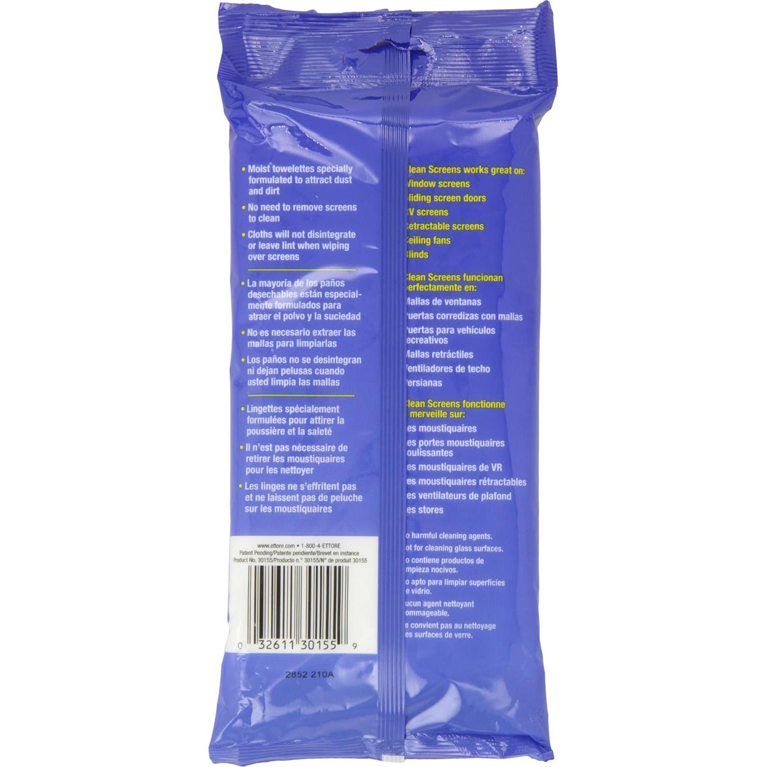 Toallitas Limpia Pantallas Ettore - 25 Unidades - Sin Pelusa