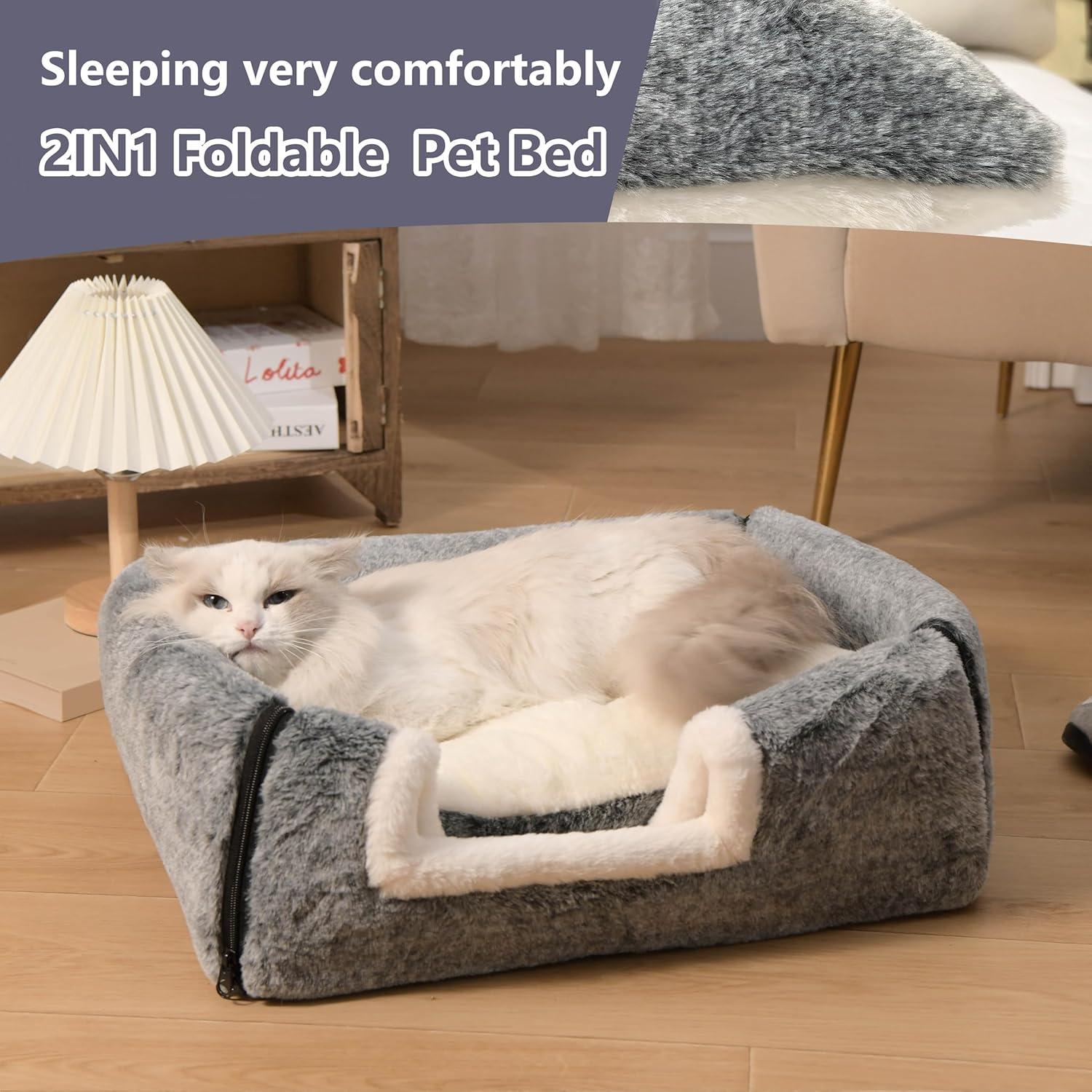 Cama para Gatos OMLIVLIES Cueva Gris Oscuro 44.9x37.8 cm