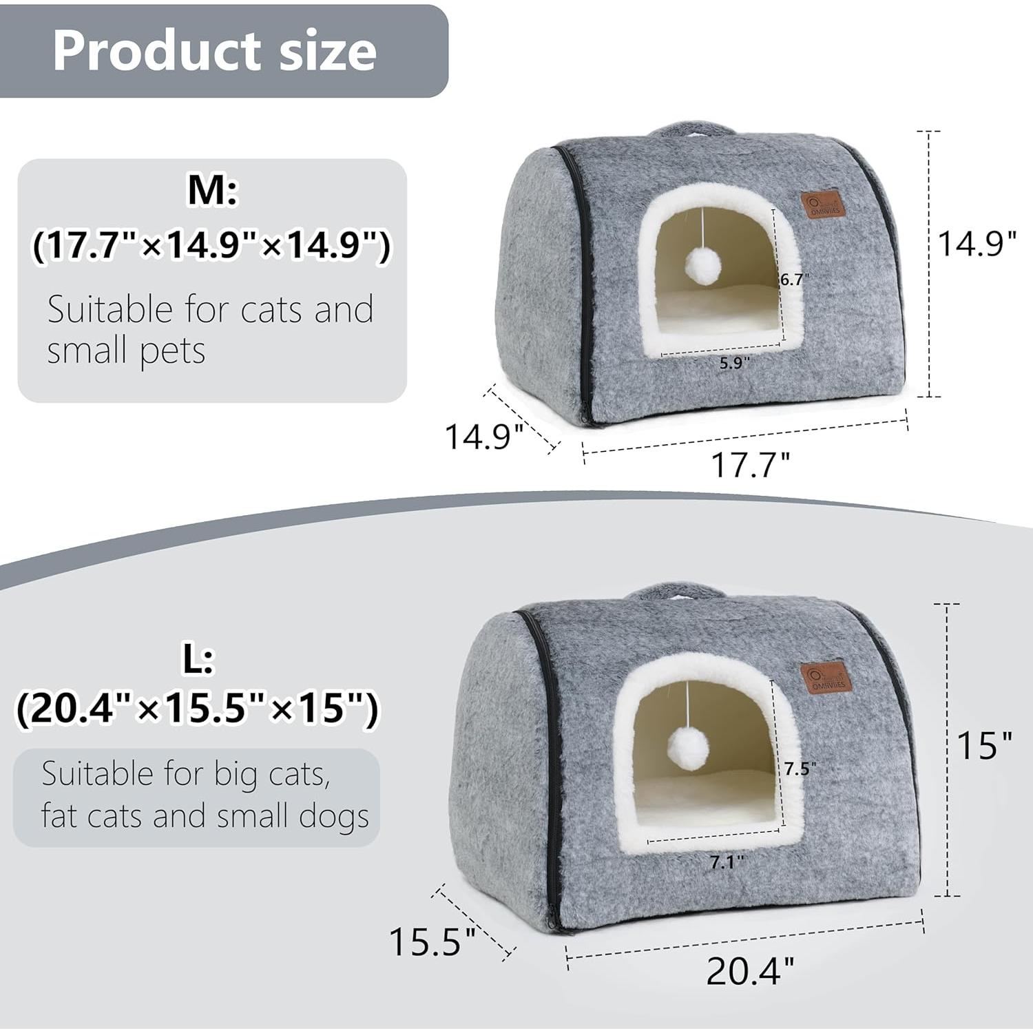Cama para Gatos OMLIVLIES Cueva Gris Oscuro 44.9x37.8 cm