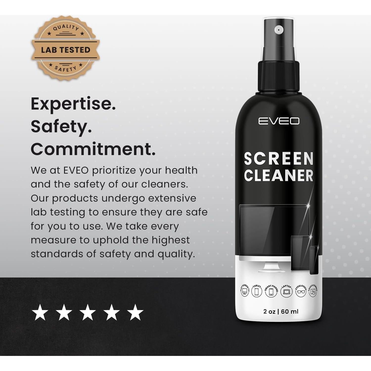 Spray Limpiador de Pantallas EVEO + 2 Paños Microfibra 56.7g