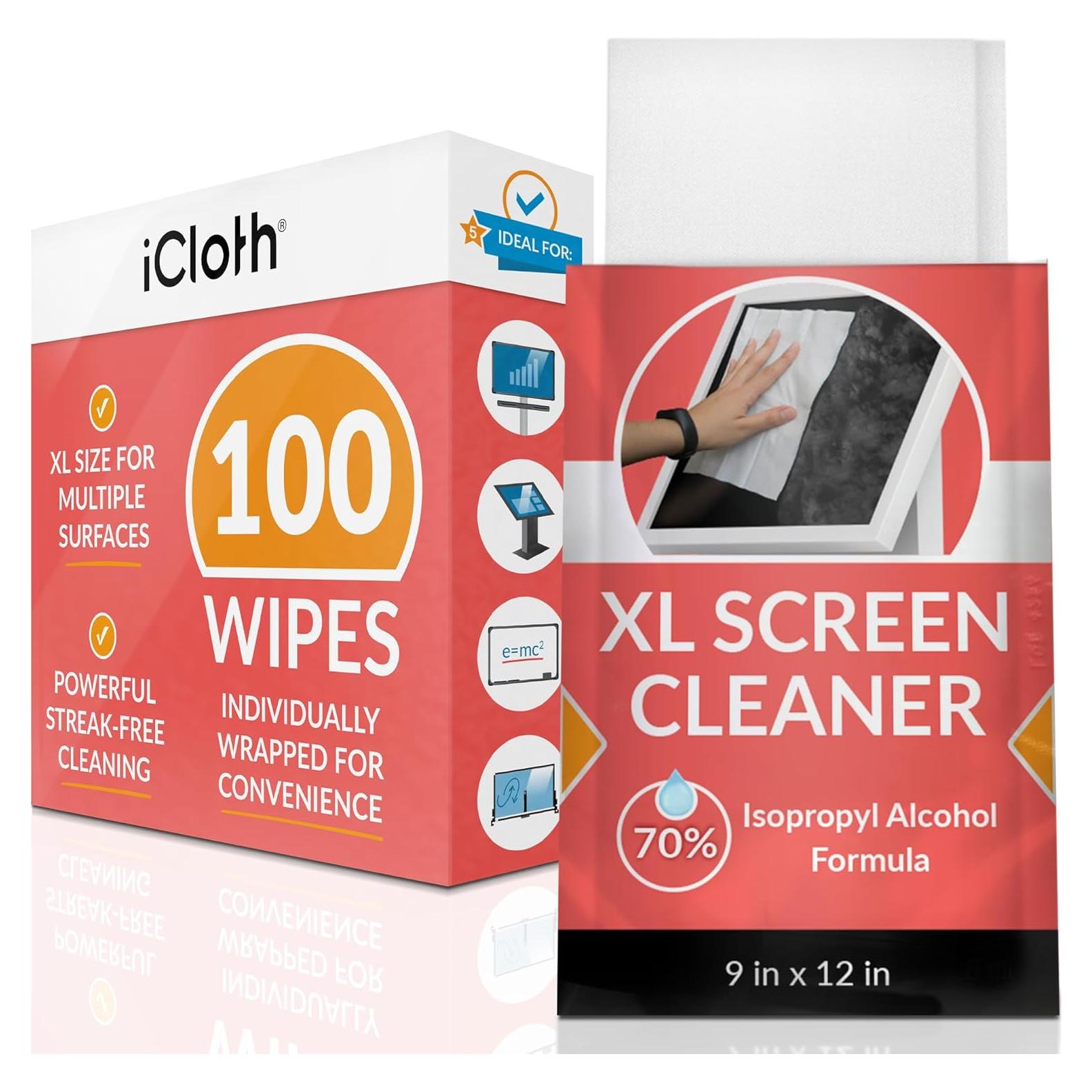 Toallitas de limpieza de pantalla iCloth XL - 100 unidades