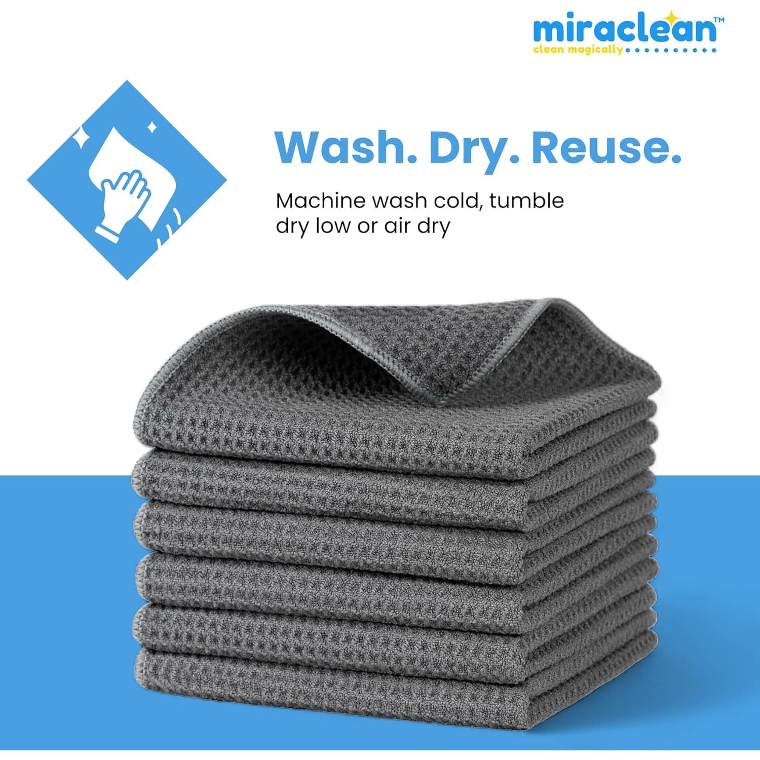 Paños de Microfibra Premium MIRACLEAN 30x30 cm - Paquete de 6