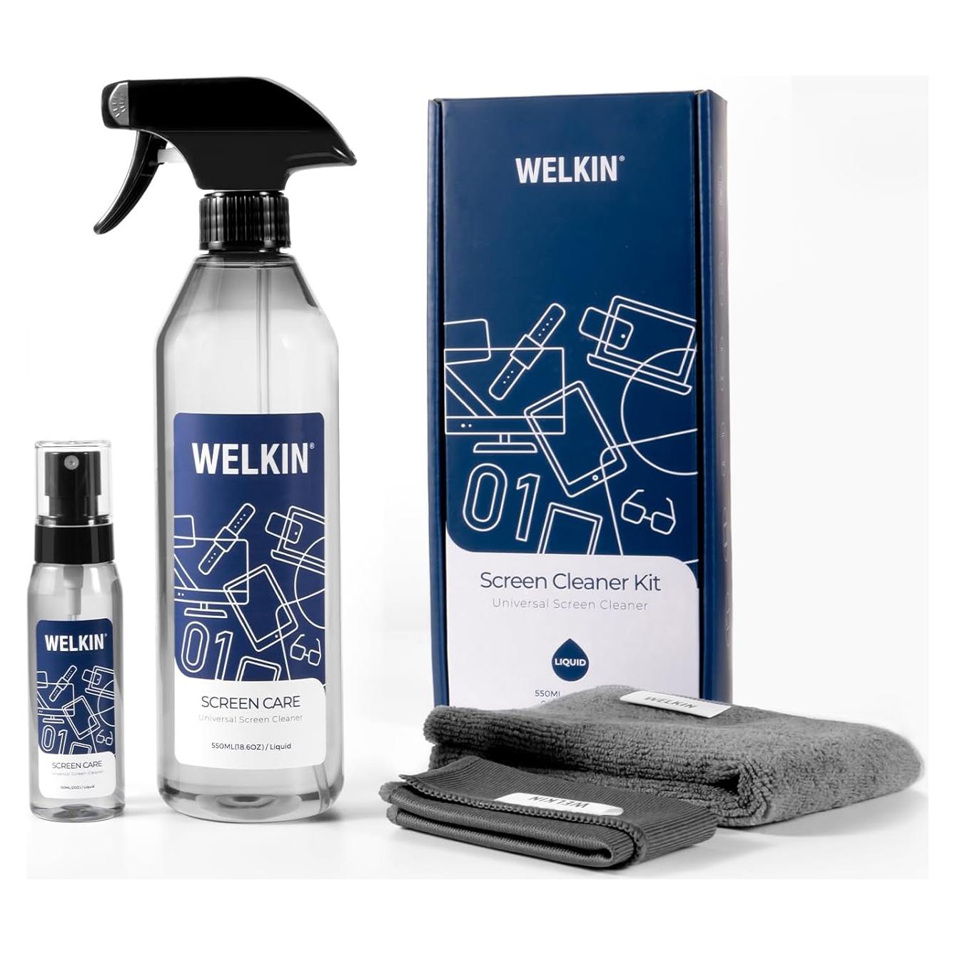 Kit de Spray Limpiador de Pantallas WELKIN 550ml + 60ml