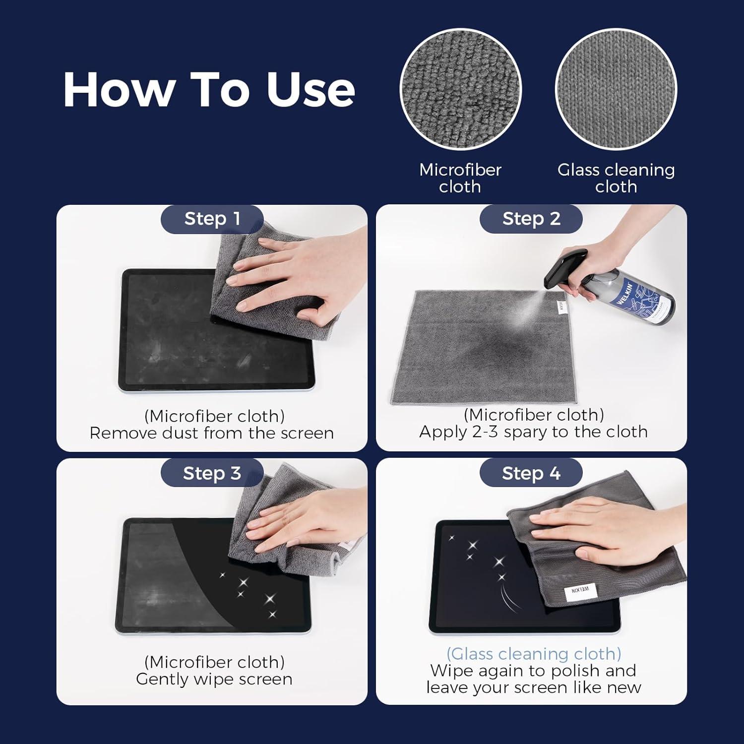 Kit de Spray Limpiador de Pantallas WELKIN 550ml + 60ml