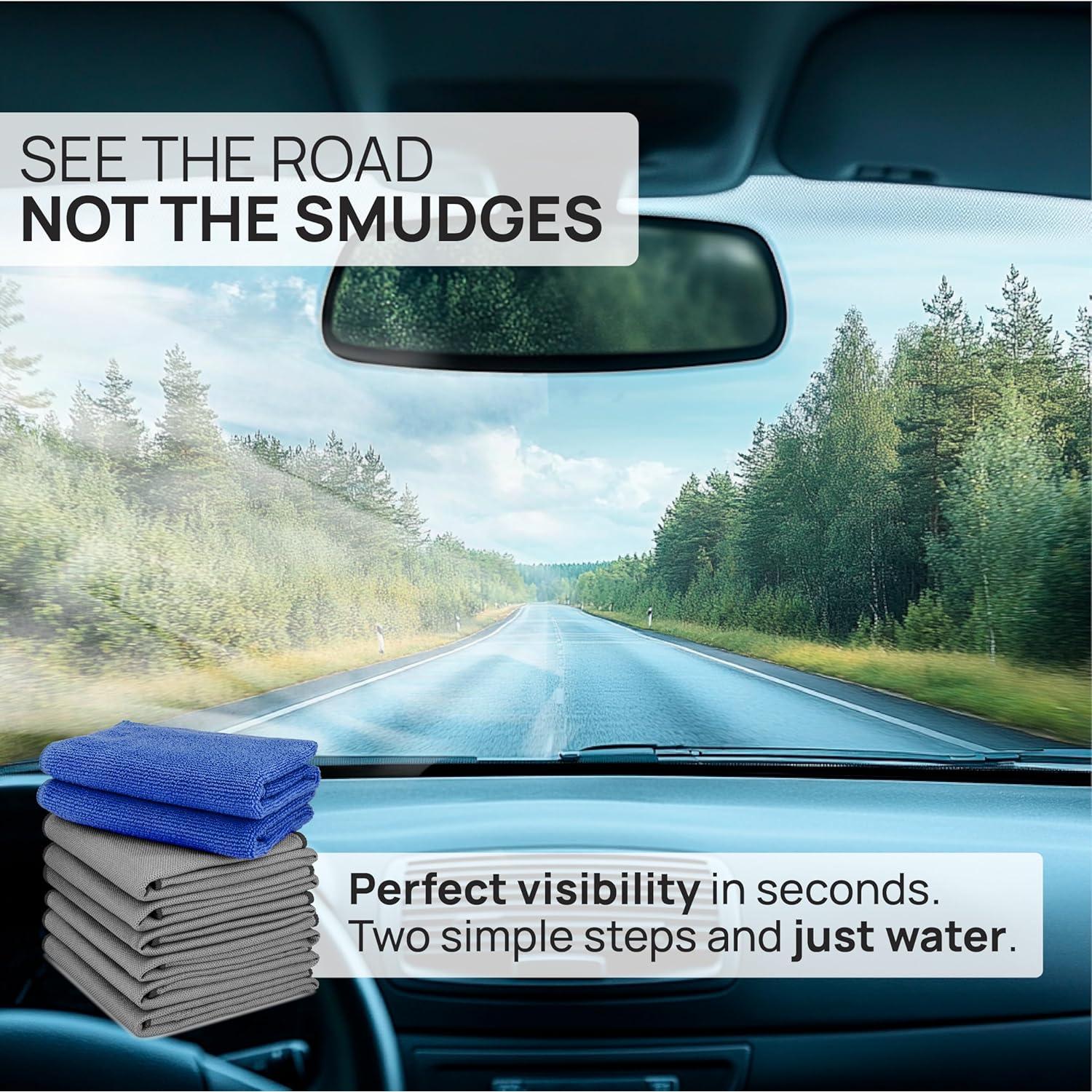 Toallas de Microfibra para Limpieza de Vidrio Auto 8-Pack