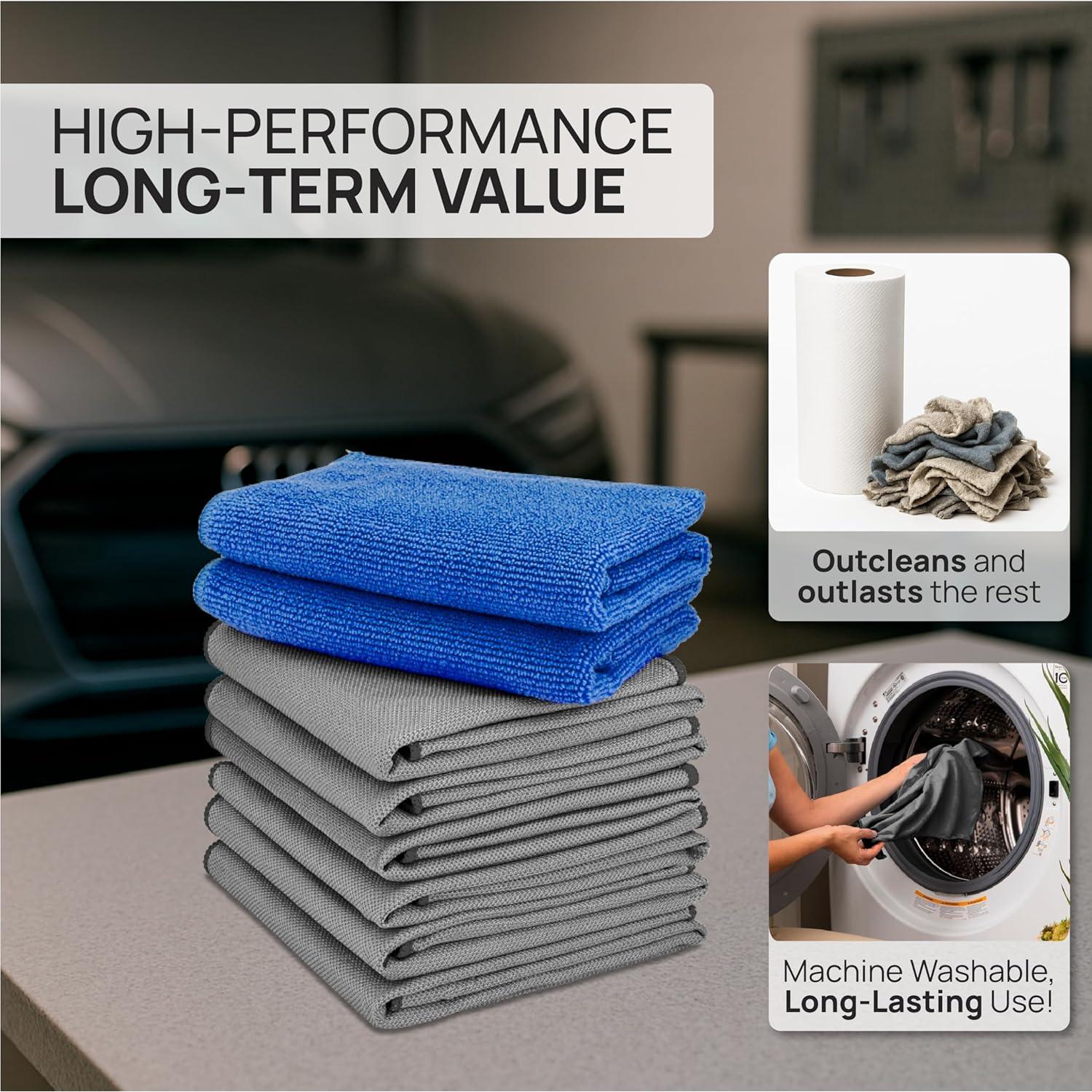 Toallas de Microfibra para Limpieza de Vidrio Auto 8-Pack