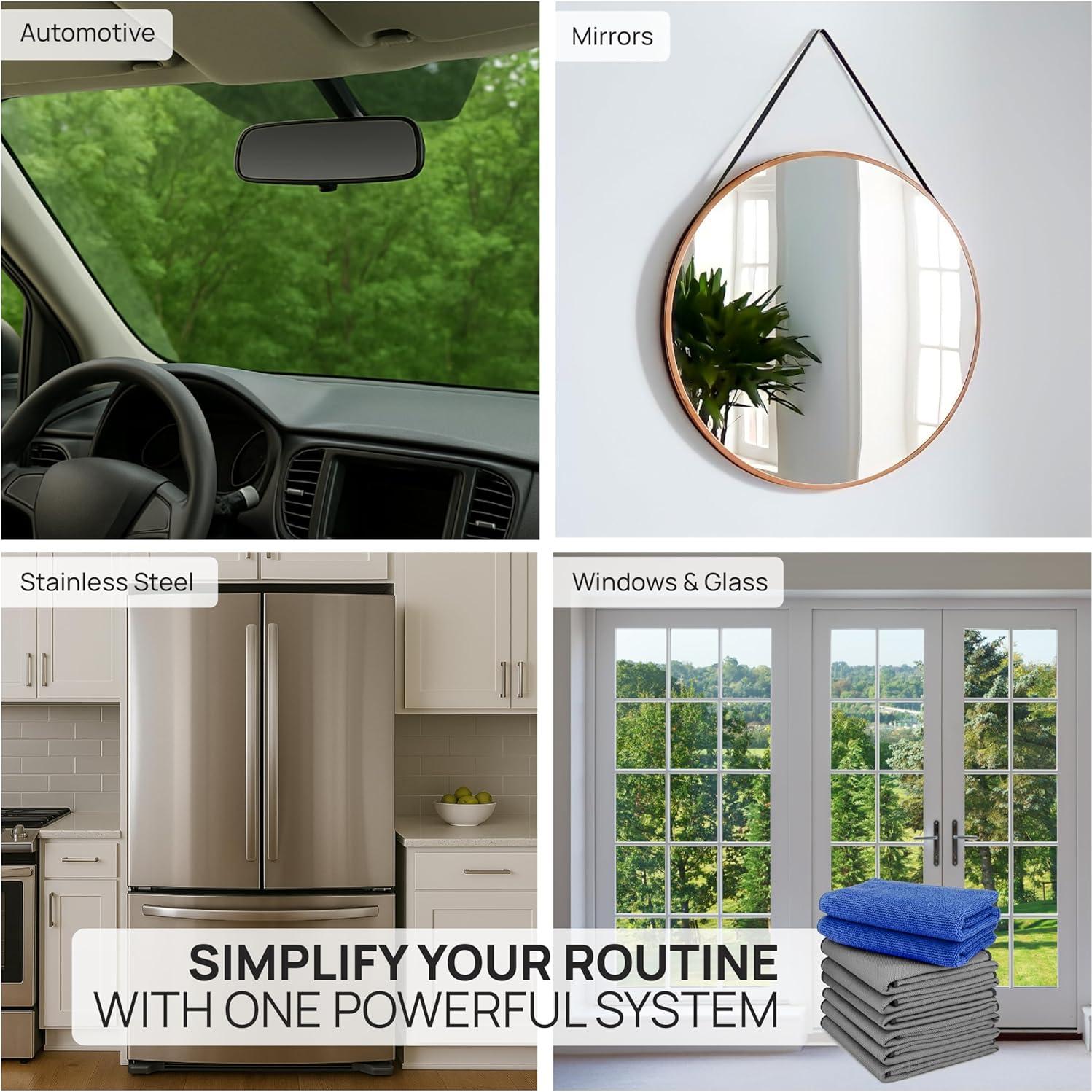 Toallas de Microfibra para Limpieza de Vidrio Auto 8-Pack