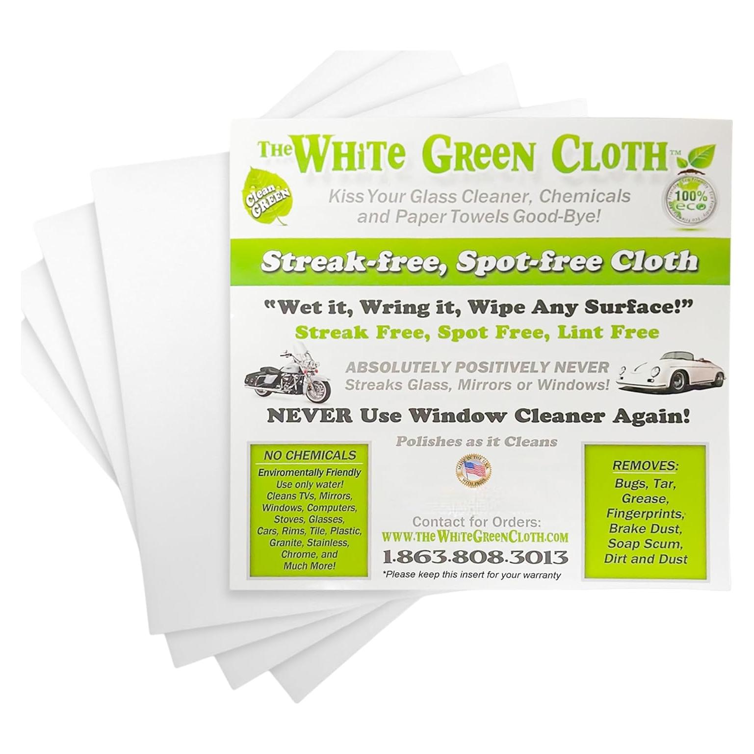 Paquete de 4 Paños de Limpieza Ecológicos El Paño Verde Blanco 40x40cm