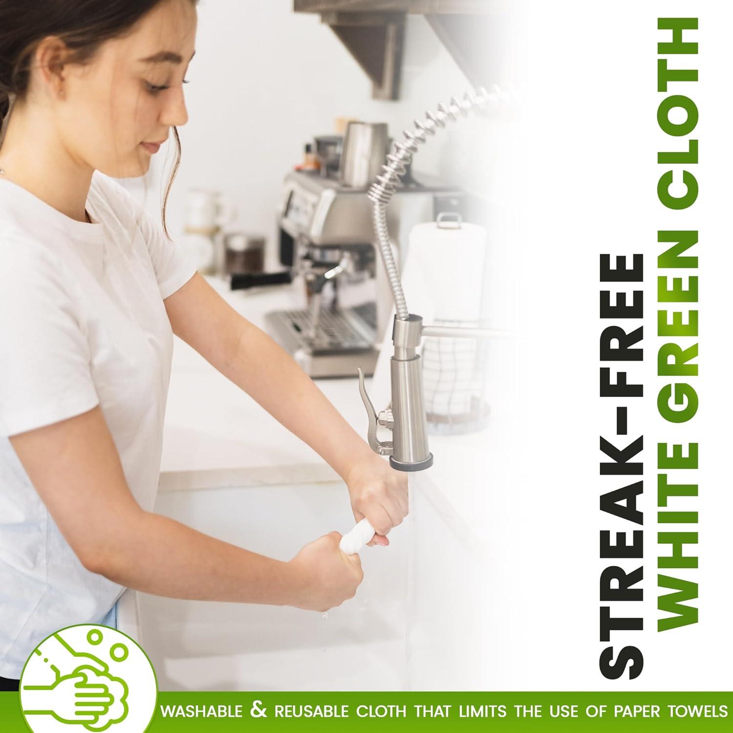 Paquete de 4 Paños de Limpieza Ecológicos El Paño Verde Blanco 40x40cm